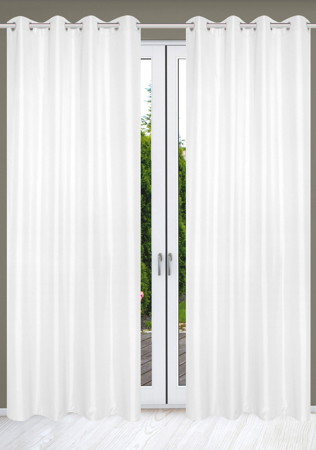 Ösenvorhang Atlantika Weiß B: 140 cm - Weiß, Basics, Textil (140/235cm)