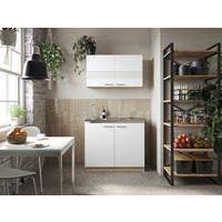 Miniküche Merle Weiß/Eiche Dekor B:100cm - Eichefarben/Weiß, Basics, Glas/Holzwerkstoff (100cm) - Respekta