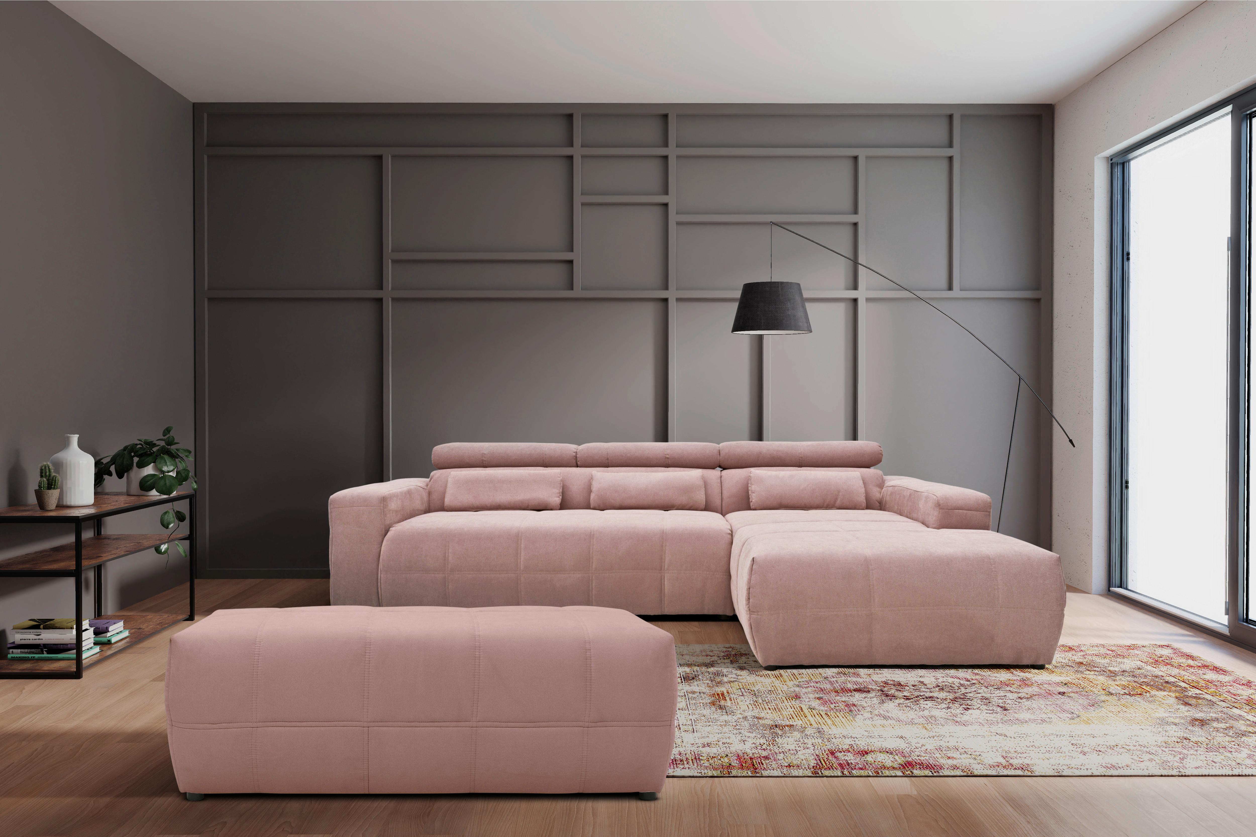 Hocker Looks Rosa B: 150 cm - Schwarz/Rosa, Design, Textil (150/60/40cm) - MID.YOU