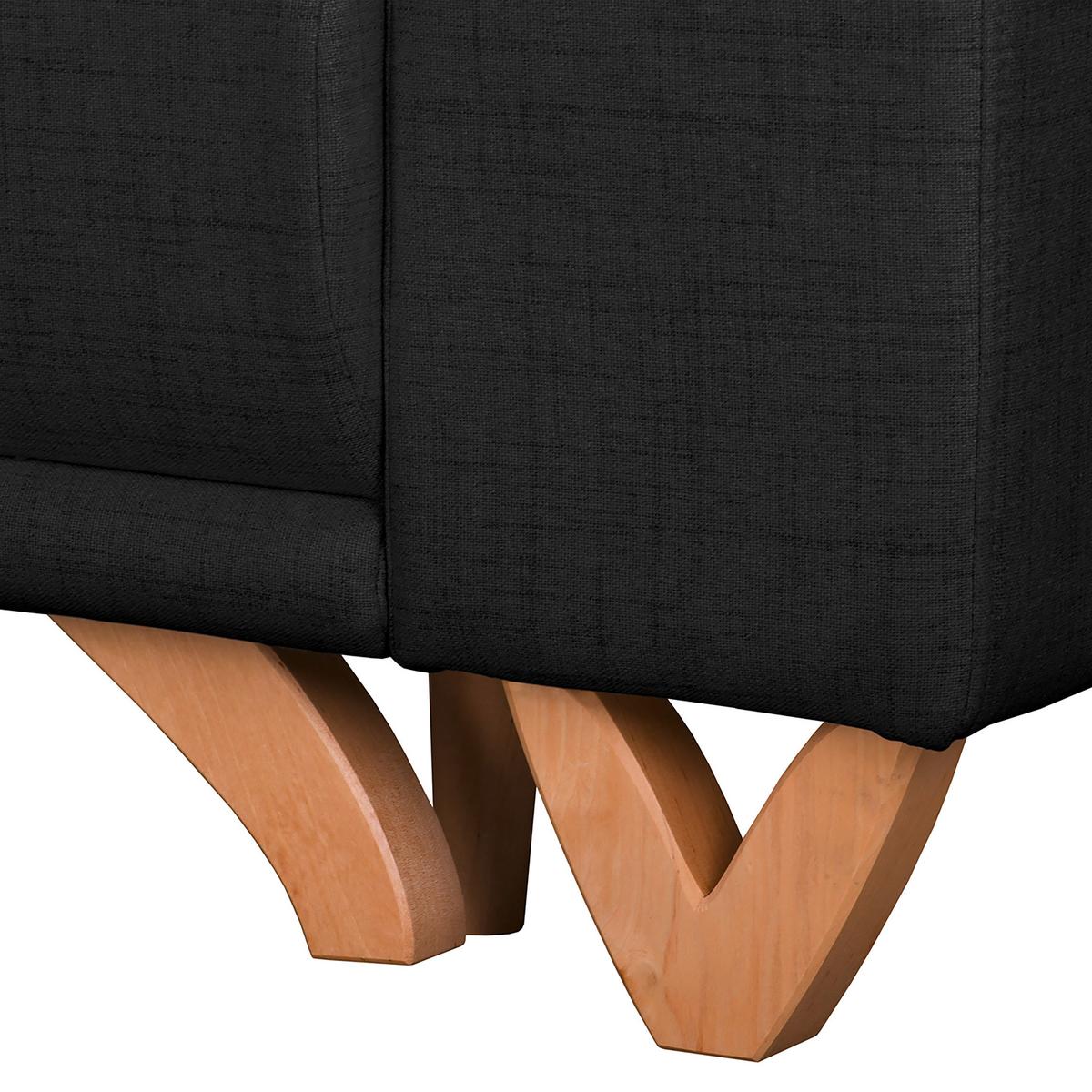 Ecksofa Bella Schwarz S: 257x174 cm - Wengefarben/Schwarz, Design, Textil (257/174cm) - Livetastic