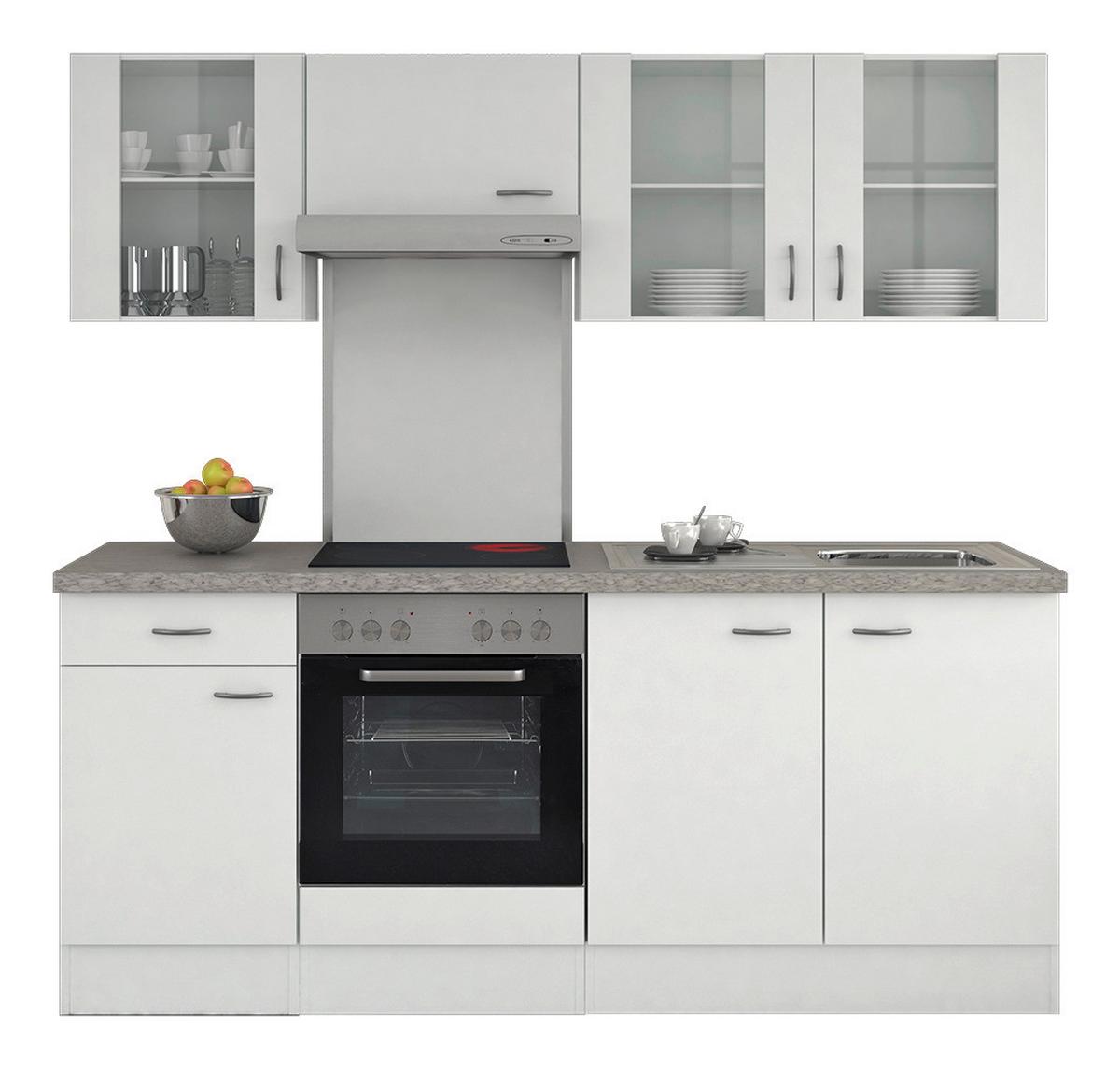 Küchenzeile Wito Ohne Geräte B: 210 Weiß - Hellgrau/Weiß, KONVENTIONELL, Holzwerkstoff (210cm) - FlexWell