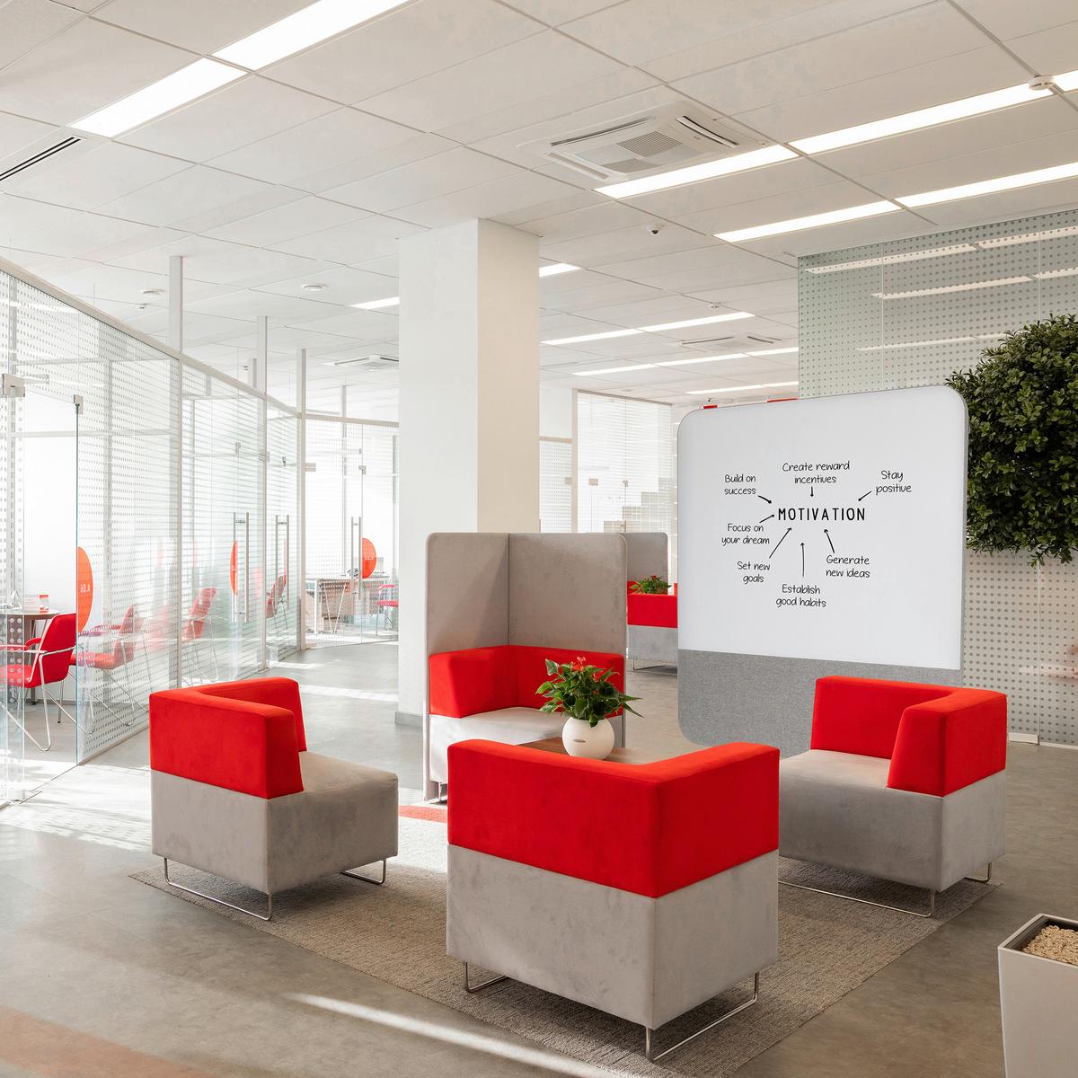 Akustikwand Mit Whiteboard Vision Board - Grau, Basics, Glas/Kunststoff (120/164/60cm) - MID.YOU