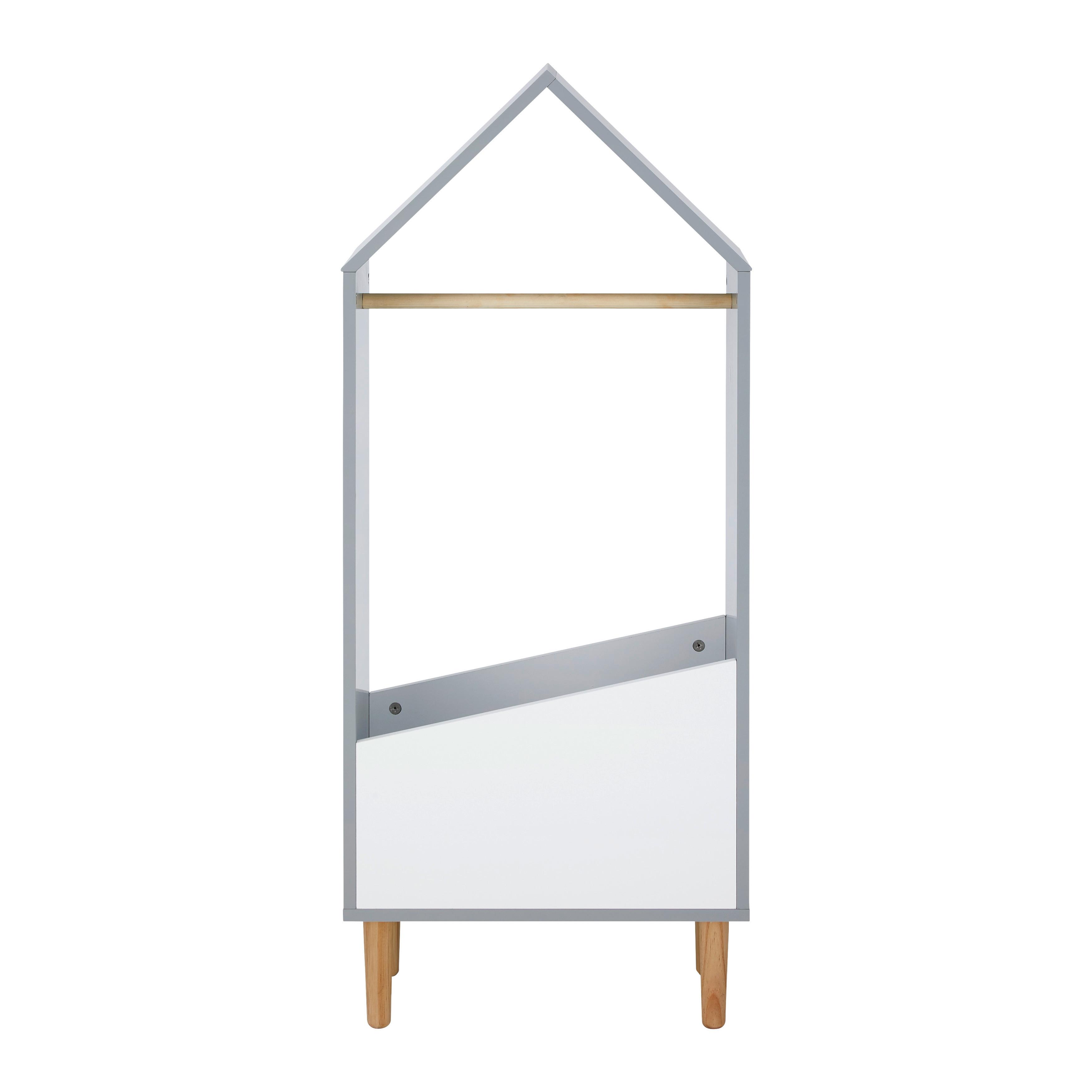 Detská skriňa v tvare domčeka ADELIA - sivá/biela, Modern (48/116/30cm) - Bessagi Kids