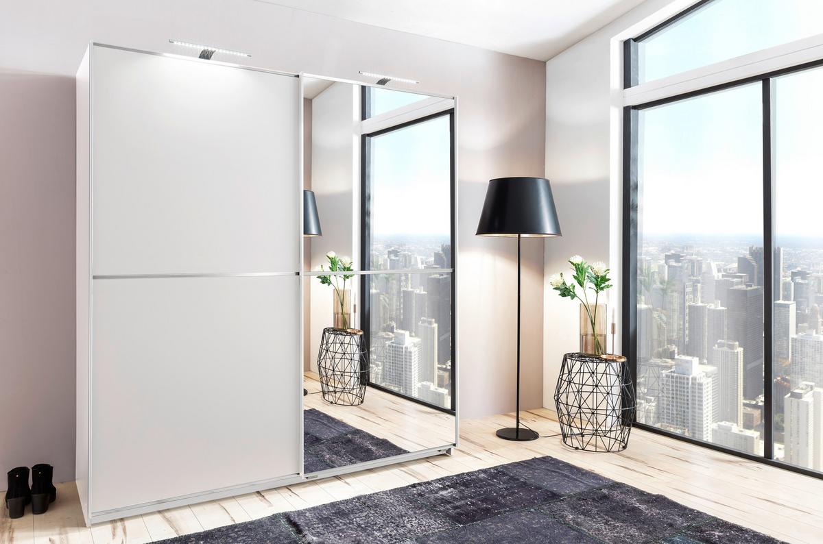 Tolóajtós Szekrény Baden 180/198 Cm - fehér, Design, faalapú anyag/Üveg (180/198/64cm) - MID.YOU