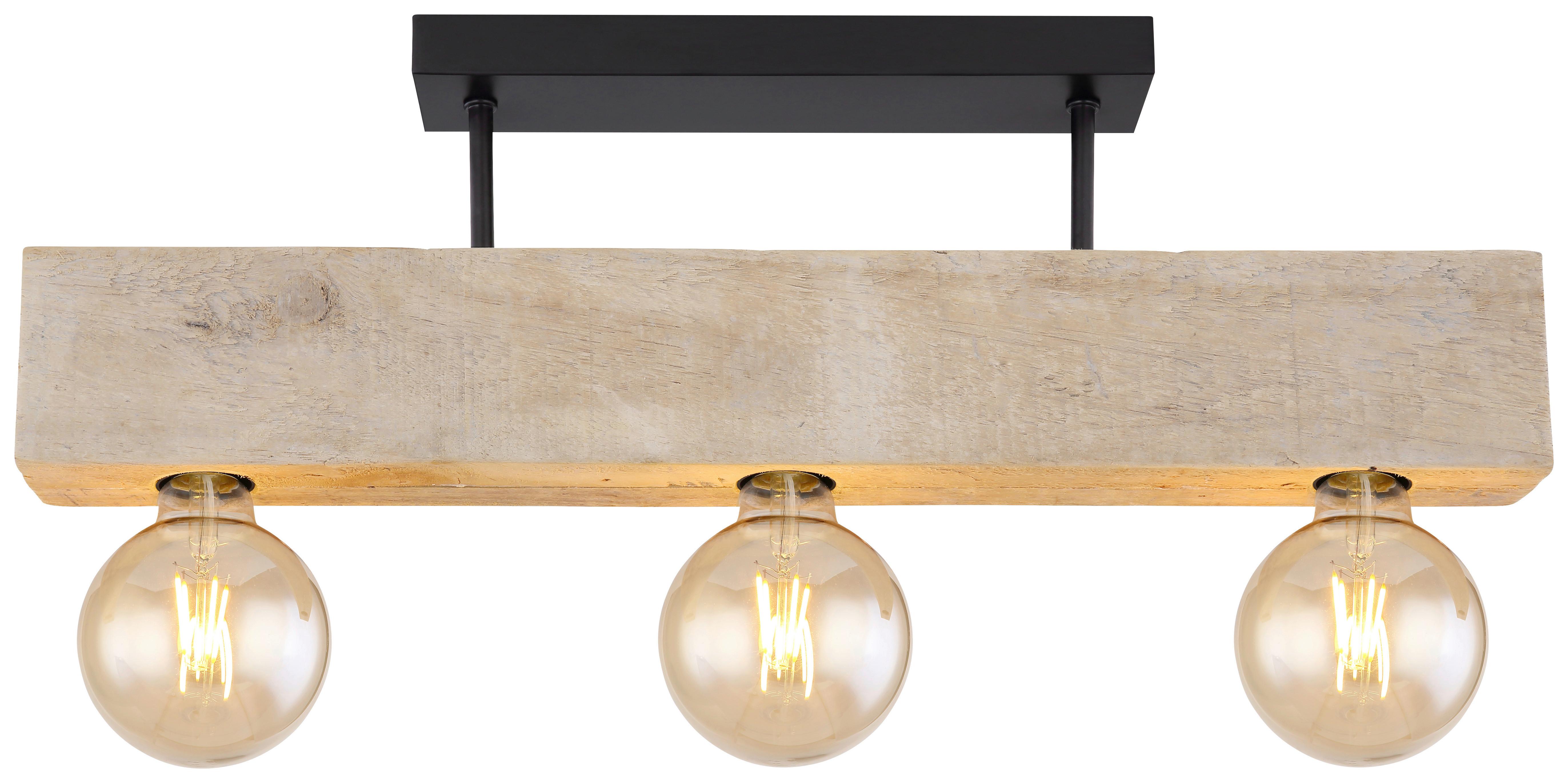 Deckenleuchte Adalie L: 60 Cm - Dunkelbraun/Schwarz, Natur, Holz/Metall (60/6/19cm) - Globo