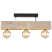 Deckenleuchte Adalie L: 60 Cm - Dunkelbraun/Schwarz, Natur, Holz/Metall (60/6/19cm) - Globo
