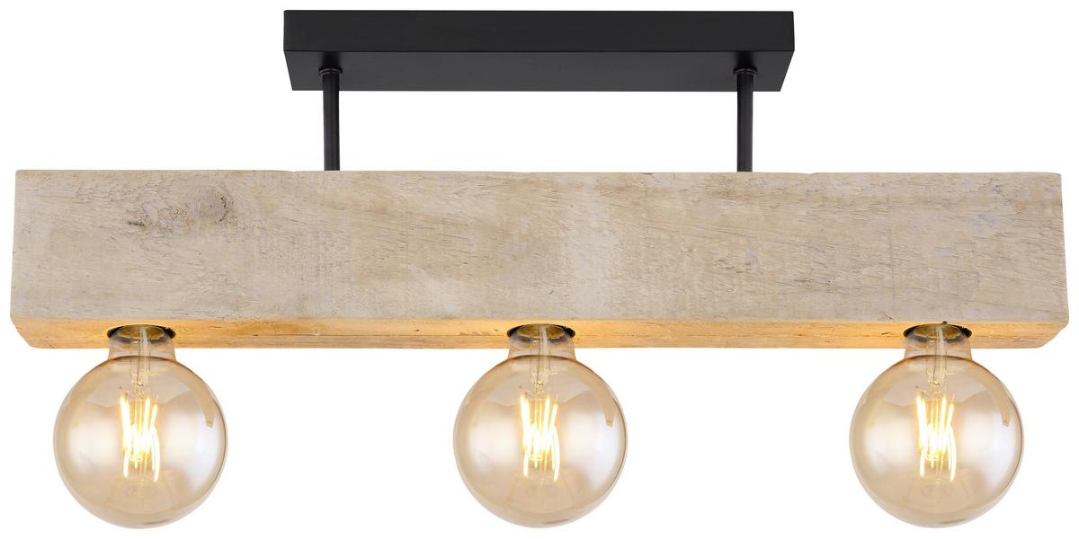 Deckenleuchte Adalie L: 60 Cm - Dunkelbraun/Schwarz, Natur, Holz/Metall (60/6/19cm) - Globo
