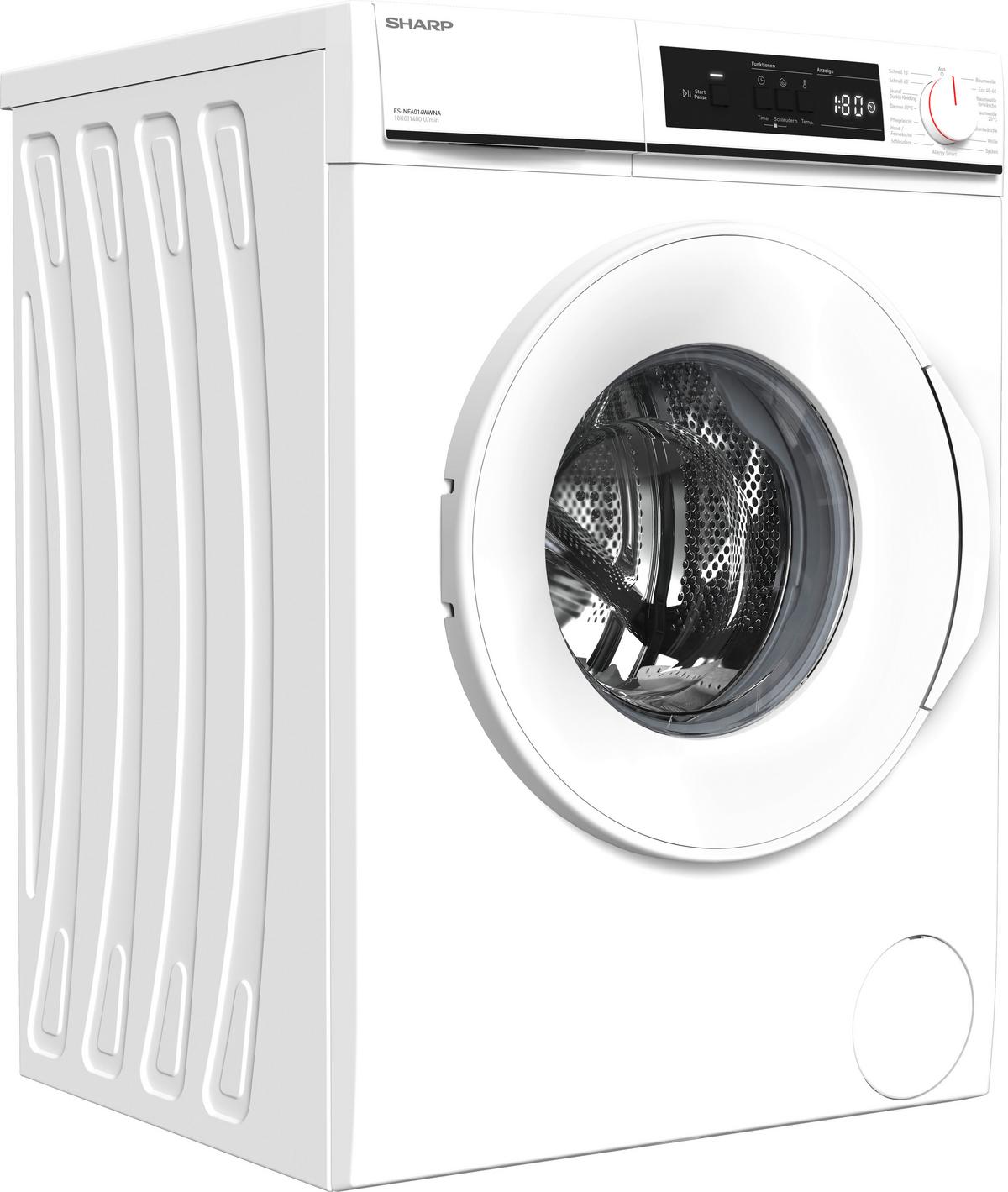 Waschmaschine ES-NFA014WWNA-DE Füllmenge ca. 10kg, 1200 U/Min - Weiß, Basics, Glas/Kunststoff (59.7/84.5/58.2cm) - Sharp