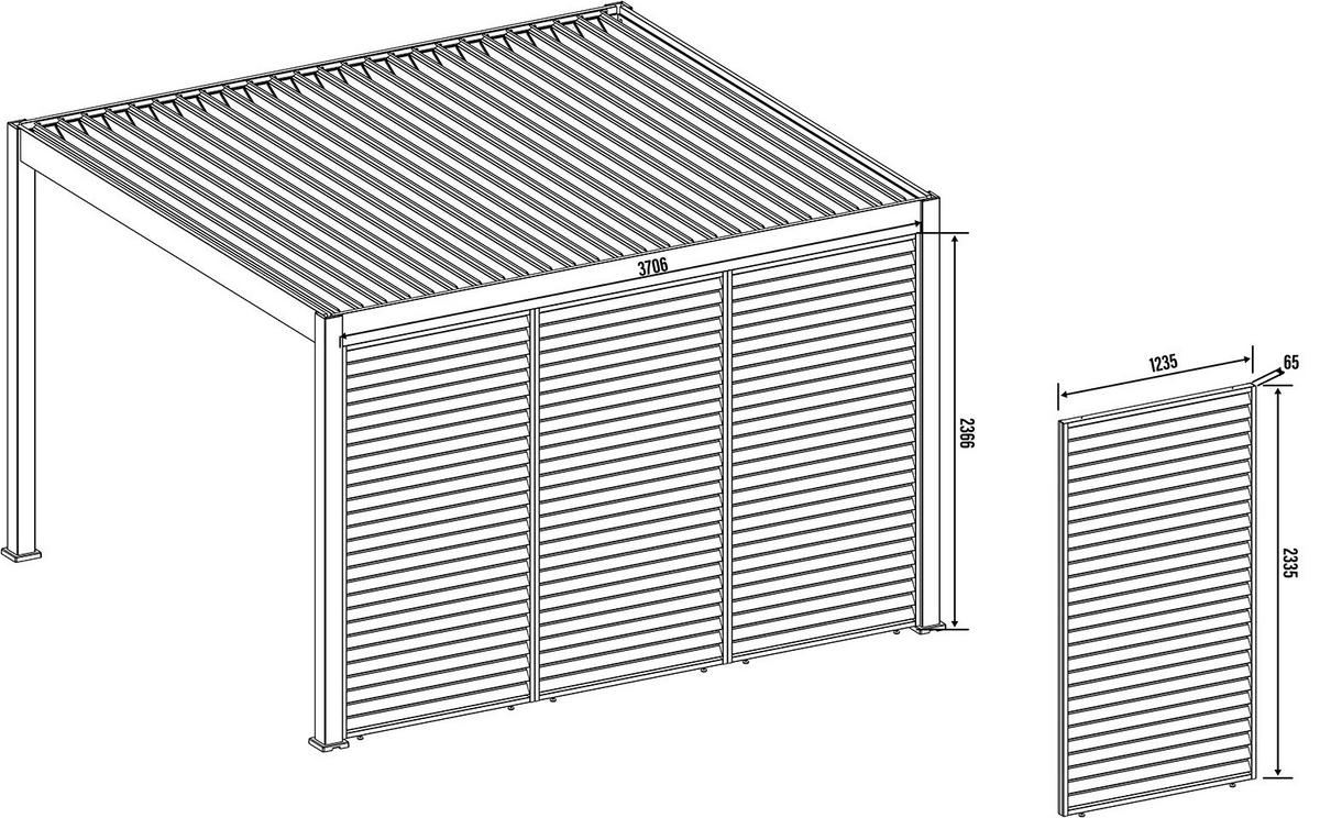 Pergola-seitenteil 123x233 Cm, Weiß - Weiß Hochglanz, Basics, Metall (123,5/233,5/6,5cm)