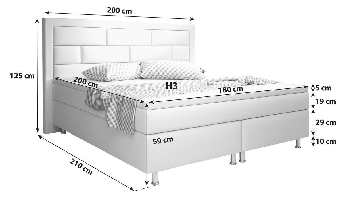 Boxspringbett Mit Topper Lederlook 180x200 Nizza - Silberfarben/Schwarz, KONVENTIONELL, Leder/Textil (180/200cm) - MID.YOU