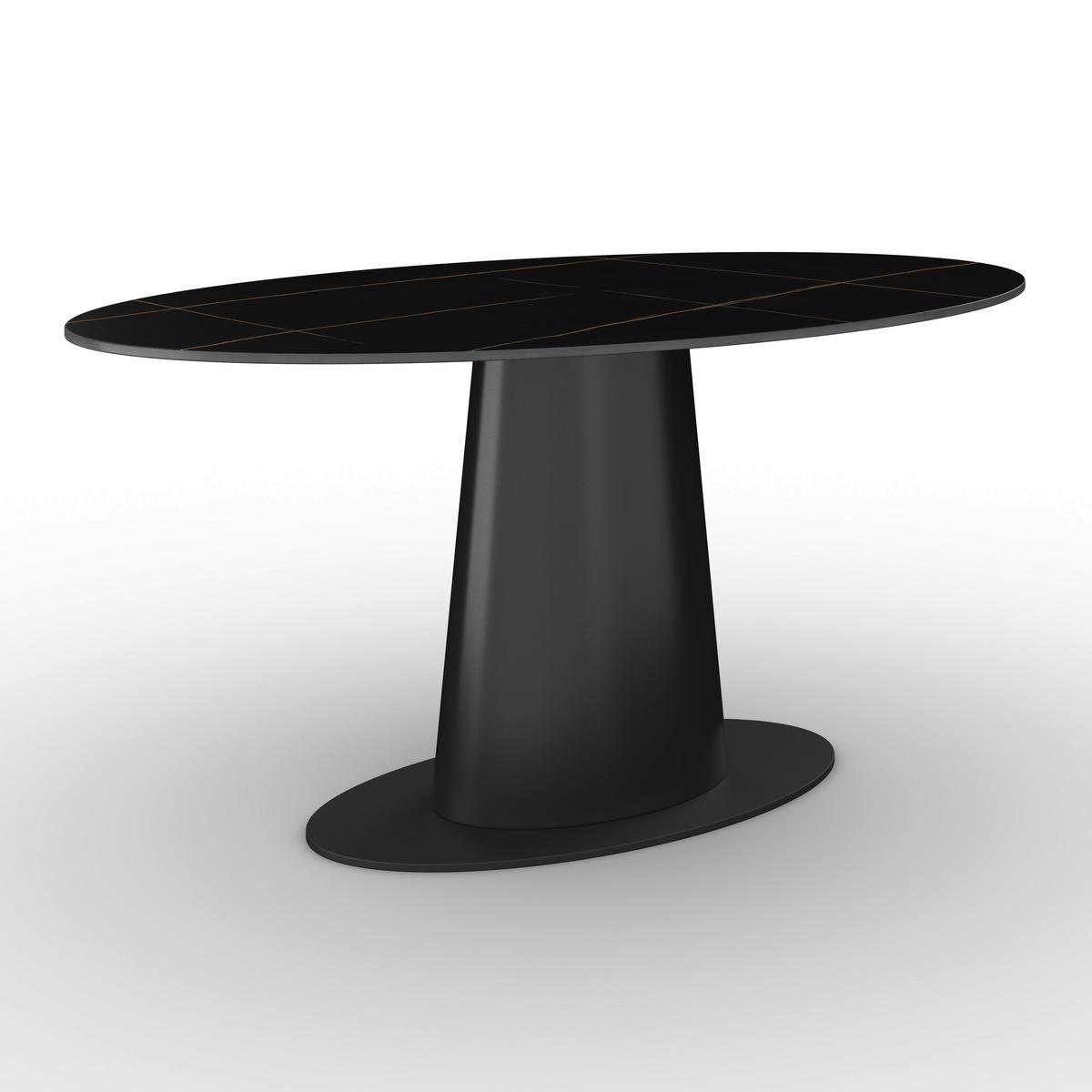 Jídelní stůl Thiago, š: 160 cm - černá, Moderní, kov/kompozitní dřevo (160/76/90cm) - Bessagi Home