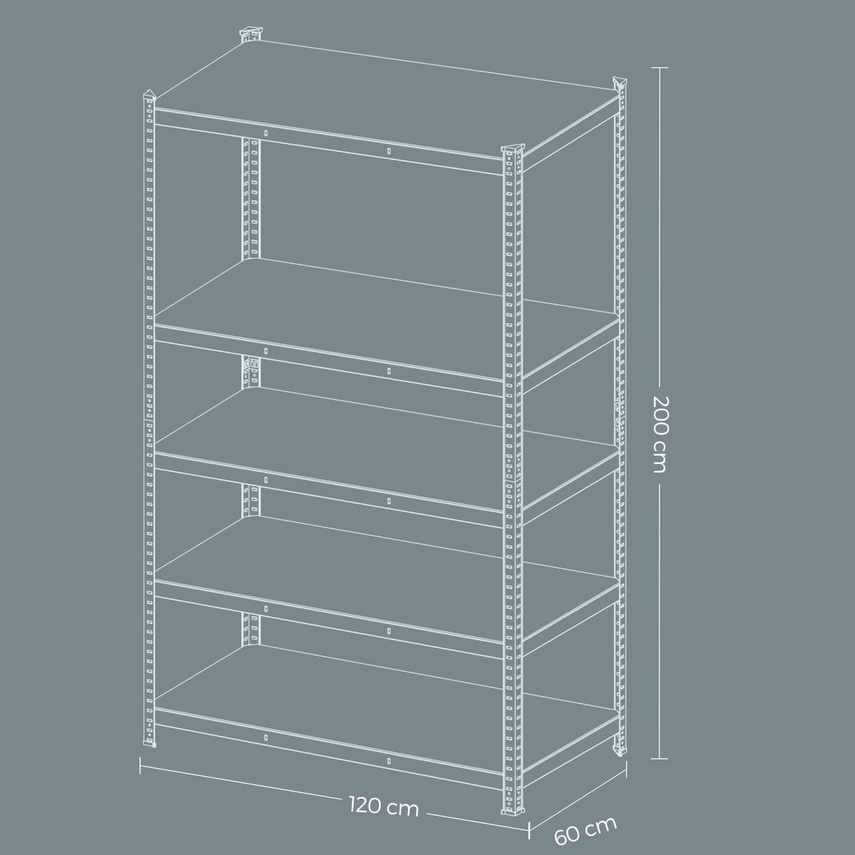 Schwerlastregal Shelving Schwarz B: 120 cm - Schwarz, Basics, Holzwerkstoff/Metall (120/200/60cm)