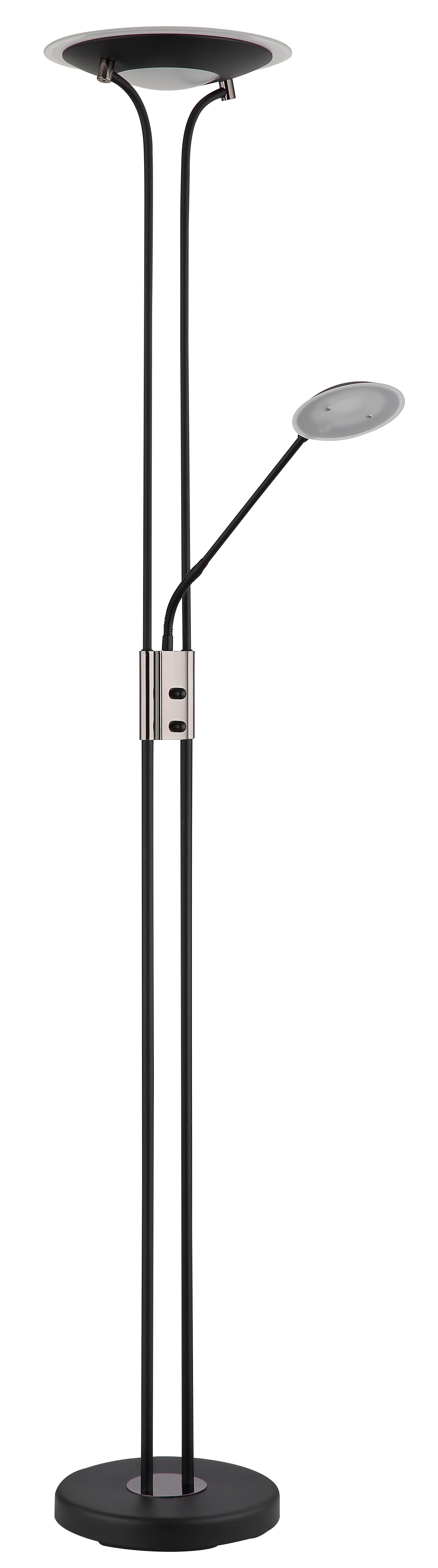 LED-Stehleuchte Tamika Schwarz Chromfarben D: 30 cm - Klar/Chromfarben, KONVENTIONELL, Glas/Kunststoff (30/180cm) - Globo