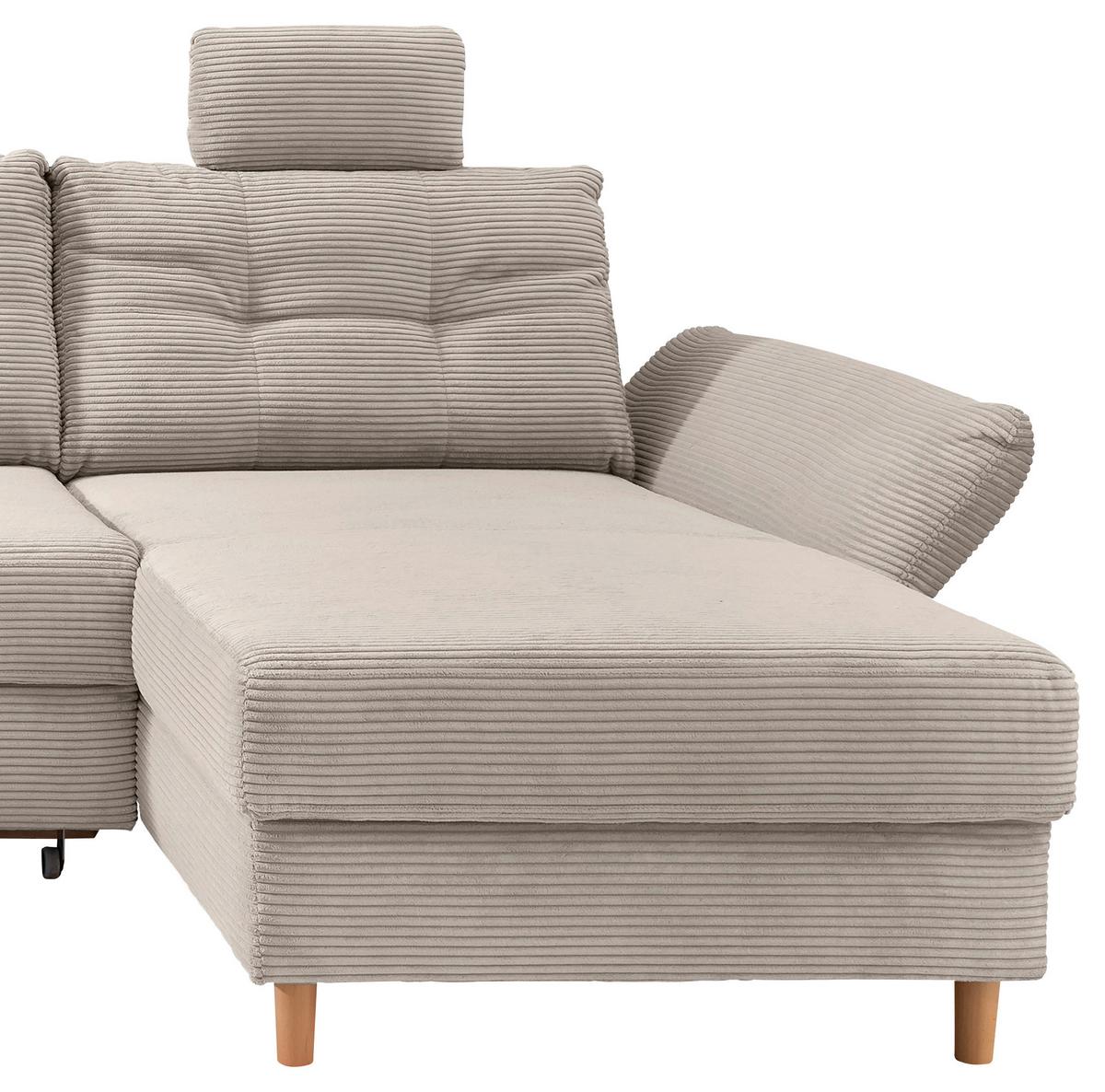 Wohnlandschaft Brizzini Mit Schlaffunktion, Beige - Beige/Naturfarben, MODERN, Textil (206/338-352/176cm) - Livetastic