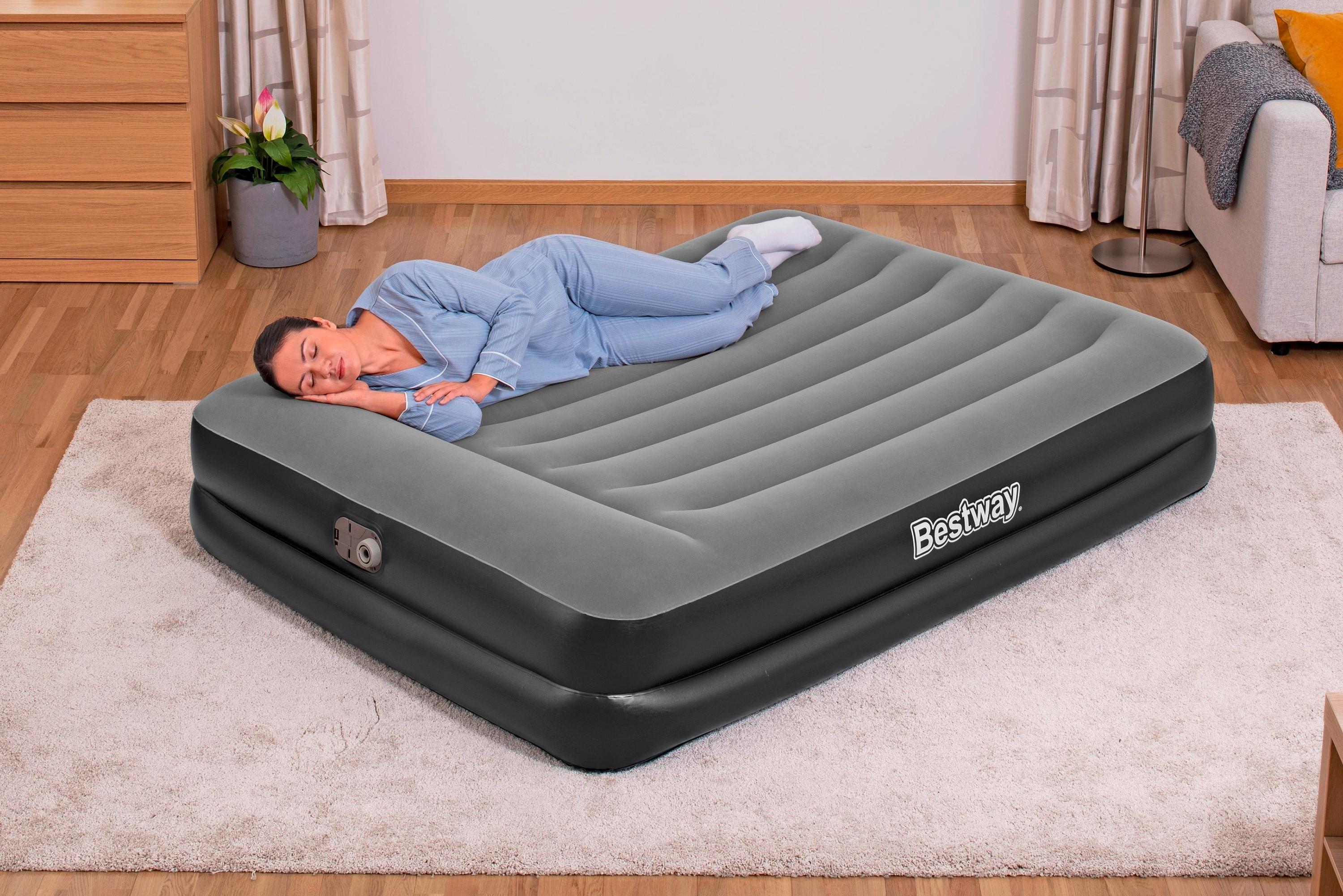 Luftbett Liselotte 203x152x46 cm Bis 300kg, inkl. Pumpe - Dunkelgrau/Schwarz, KONVENTIONELL, Kunststoff/Metall (203/152/46cm) - Bestway