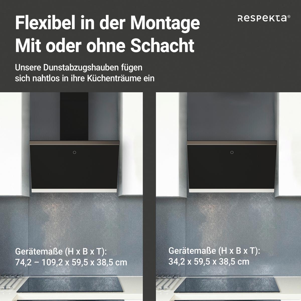 Kopffreihaube Respekta Skala Metall/Glas Schwarz B: 59,5 cm - Schwarz, Trend, Glas/Metall (59,5/74,2-109,2/38,5cm) - Respekta
