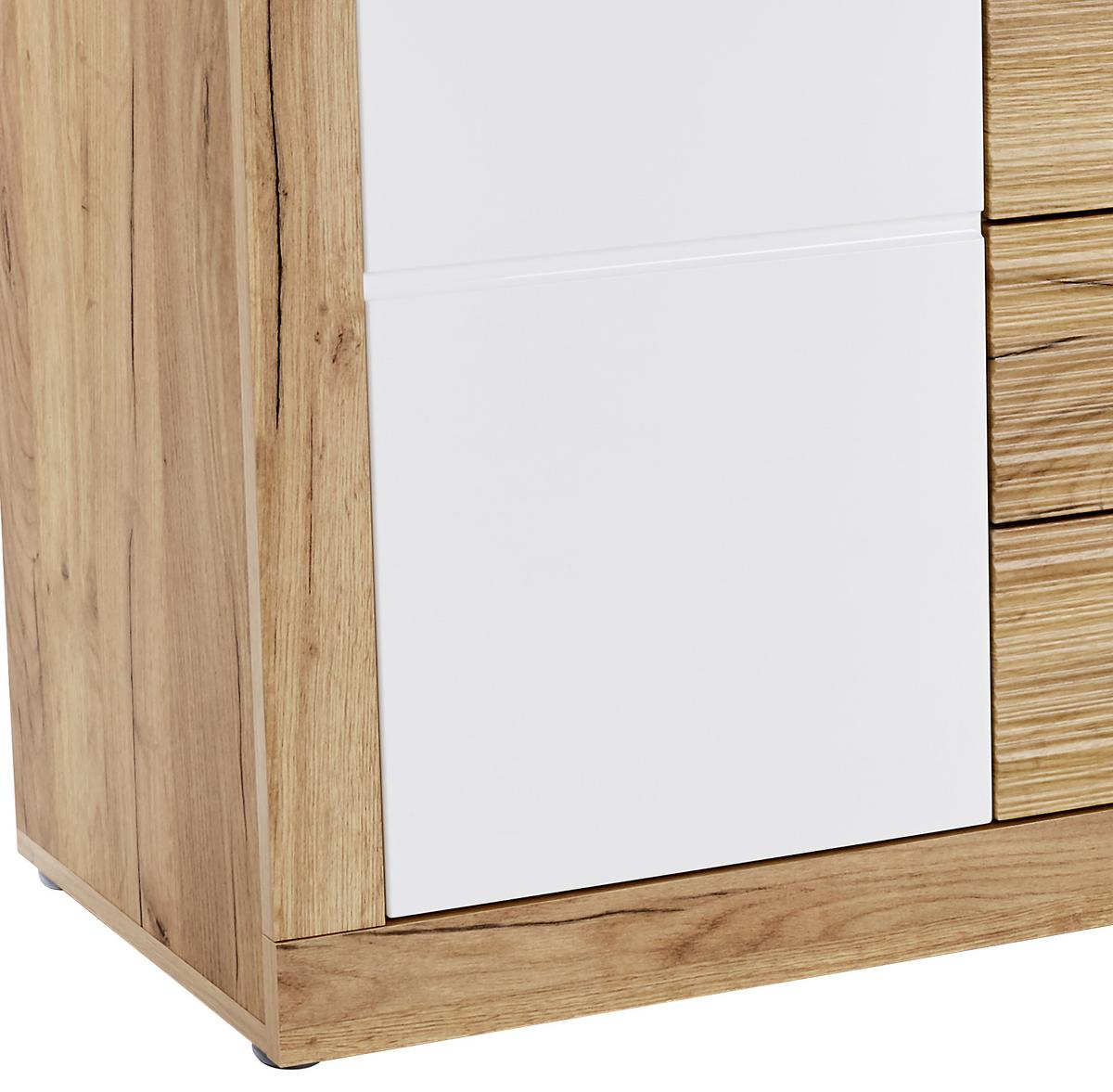 Kommode Xeno, Weiß/Eichefarben BxHxT: 137,5x86x39,9 cm - Eichefarben/Weiß, MODERN, Holzwerkstoff (137,5/86/39,9cm)