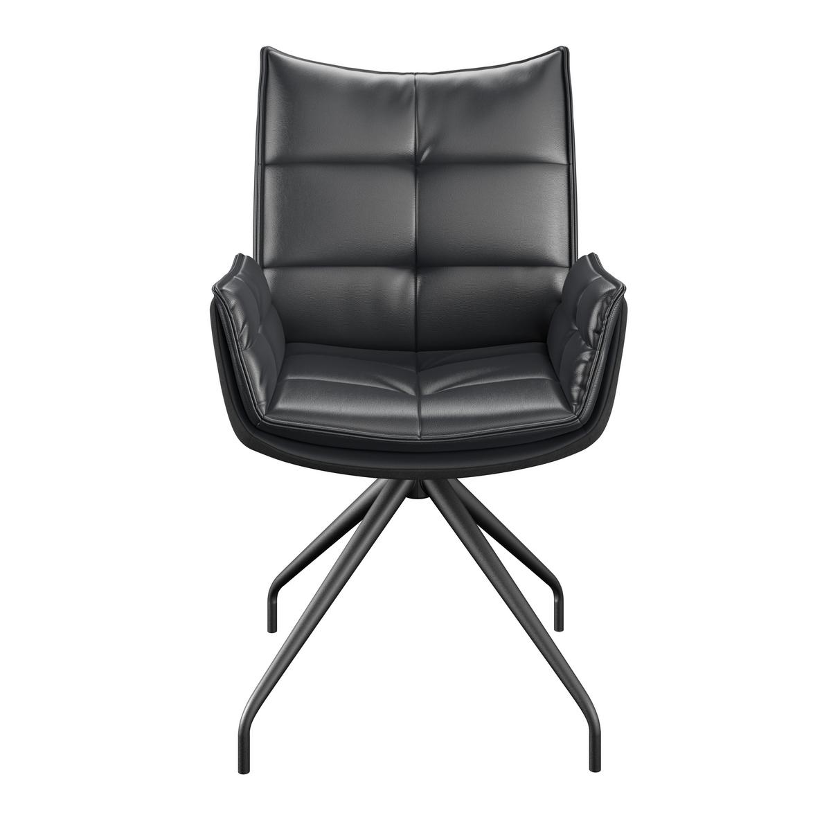 Armlehnstuhl Malin Giga Webstoff schwarz, B: 59cm - Schwarz, MODERN, Textil/Metall (61/92/66cm)