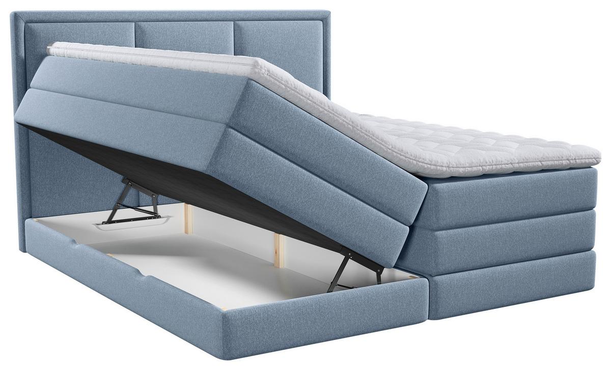 Boxspringbett mit Topper & Bettkasten 160x200 Swing - Blau, Design, Textil (160/200cm) - MID.YOU