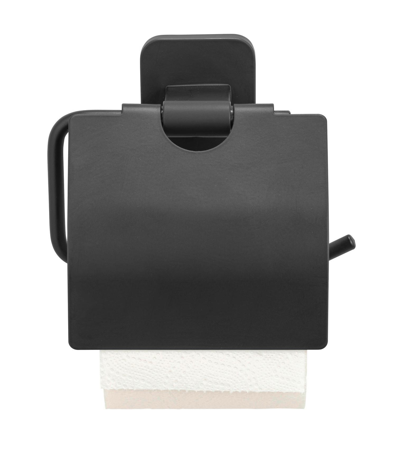 Toilettenpapierhalter Porto Black Schwarz, Wandmontage - Schwarz, MODERN, Metall (14,5/13/6,5cm) - Wenko