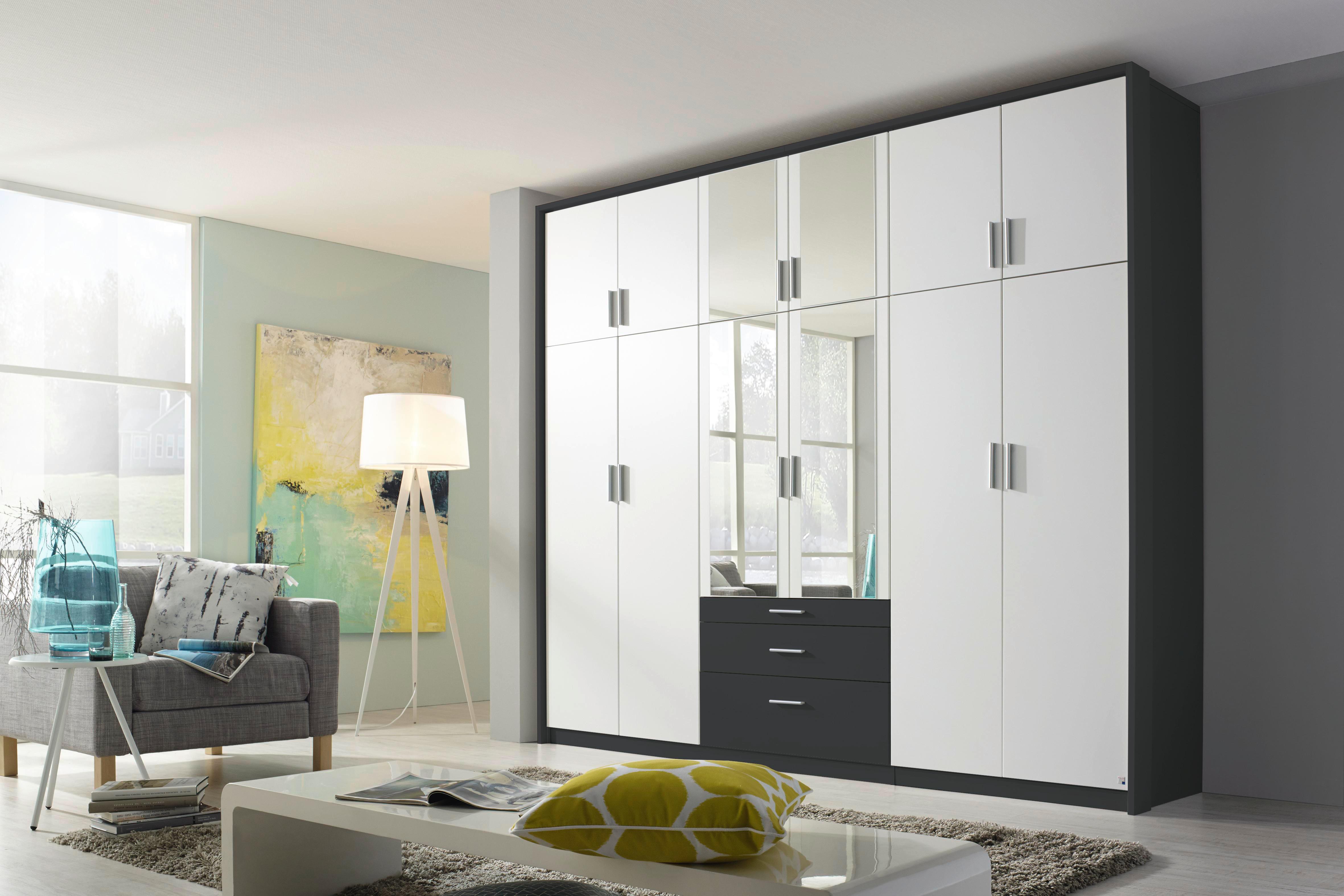 Drehtürenschrank Mit Spiegel + Laden 275cm Hildesheim, Weiß - Klar/Weiß, Design, Glas/Holzwerkstoff (275/231/56cm) - Rauch Möbel