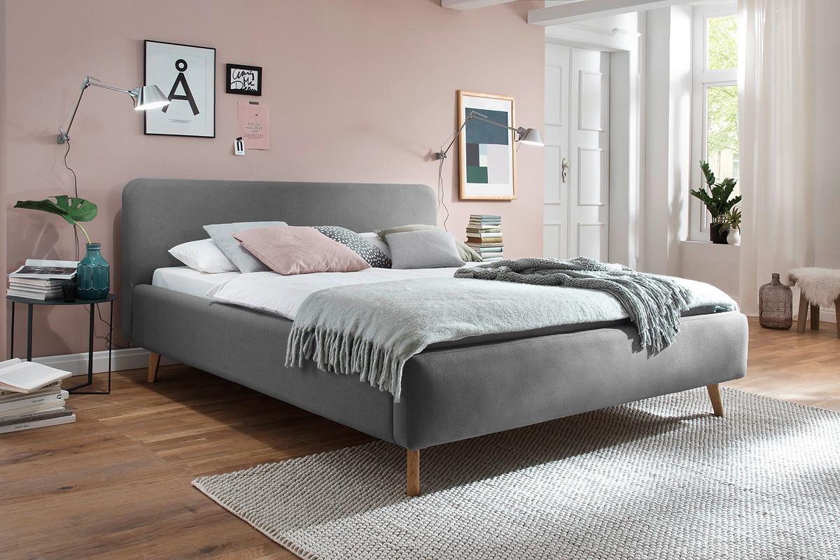 Polsterbett 140x200 Mattis Hellgrau - Eichefarben/Hellgrau, Design, Textil (140/200cm) - Livetastic