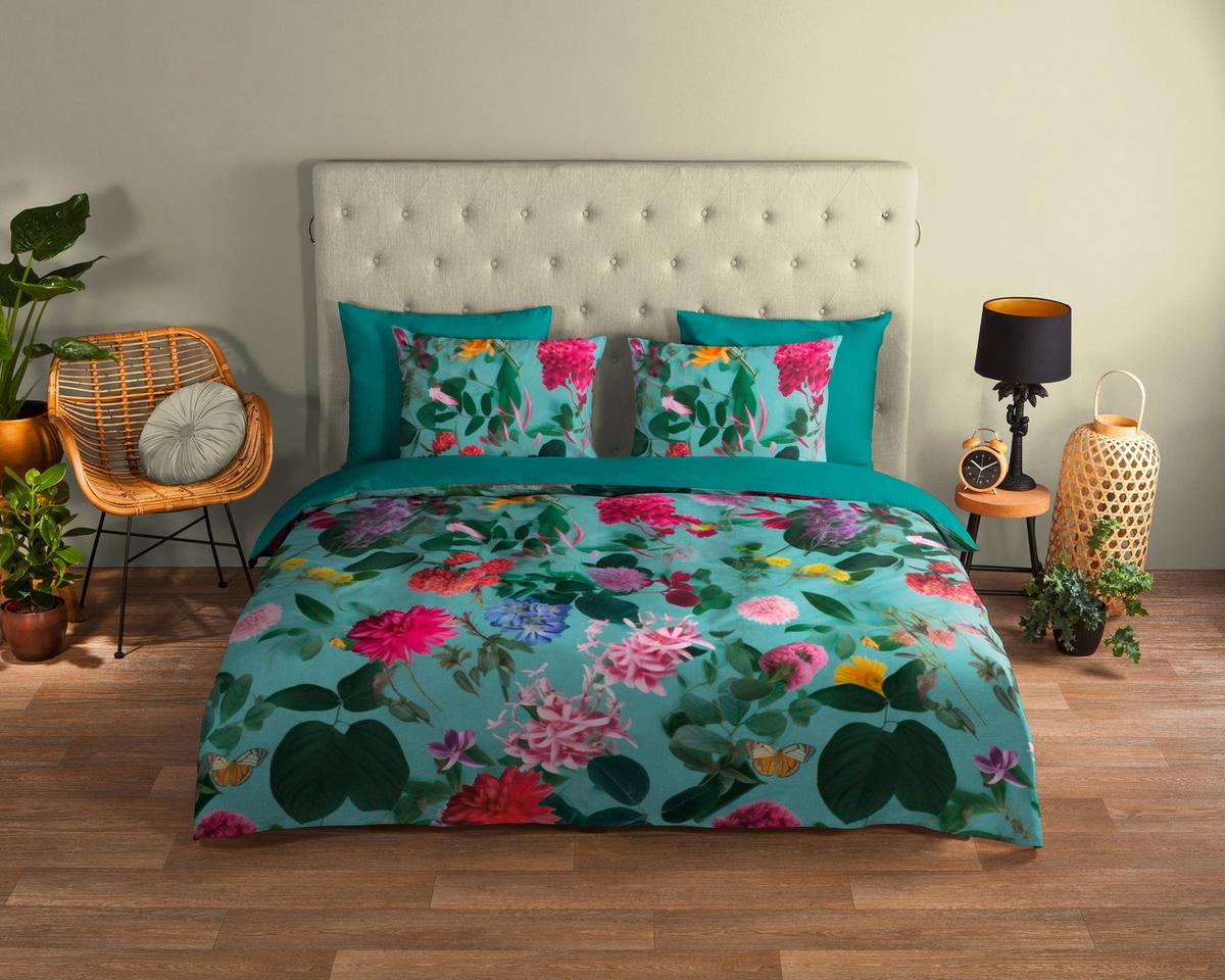 WENDEBETTWÄSCHE IMMA - Türkis, Design, Textil (140/200cm)
