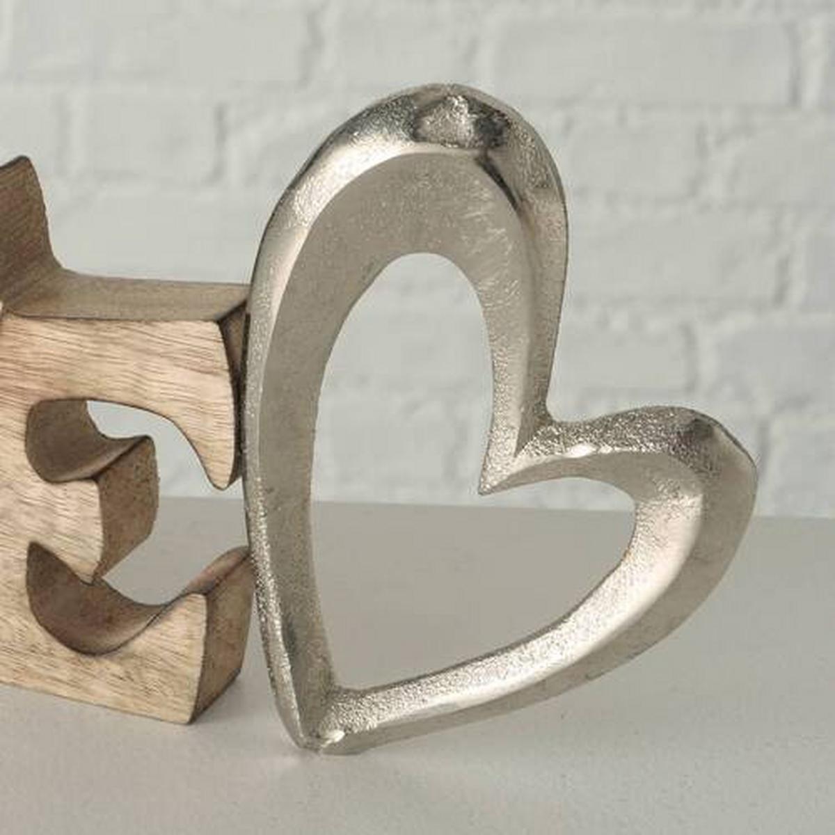 Dekoschriftzug Love Holz/ Metall L: 34 cm - Naturfarben, Basics, Holz/Metall (34/3/14cm)