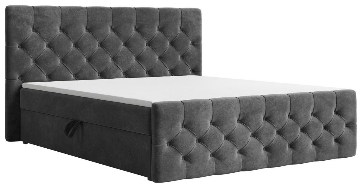 BOXBETT Karo Anthrazit 160x200cm - Anthrazit/Schwarz, MODERN, Holz/Kunststoff (160/200cm) - MID.YOU