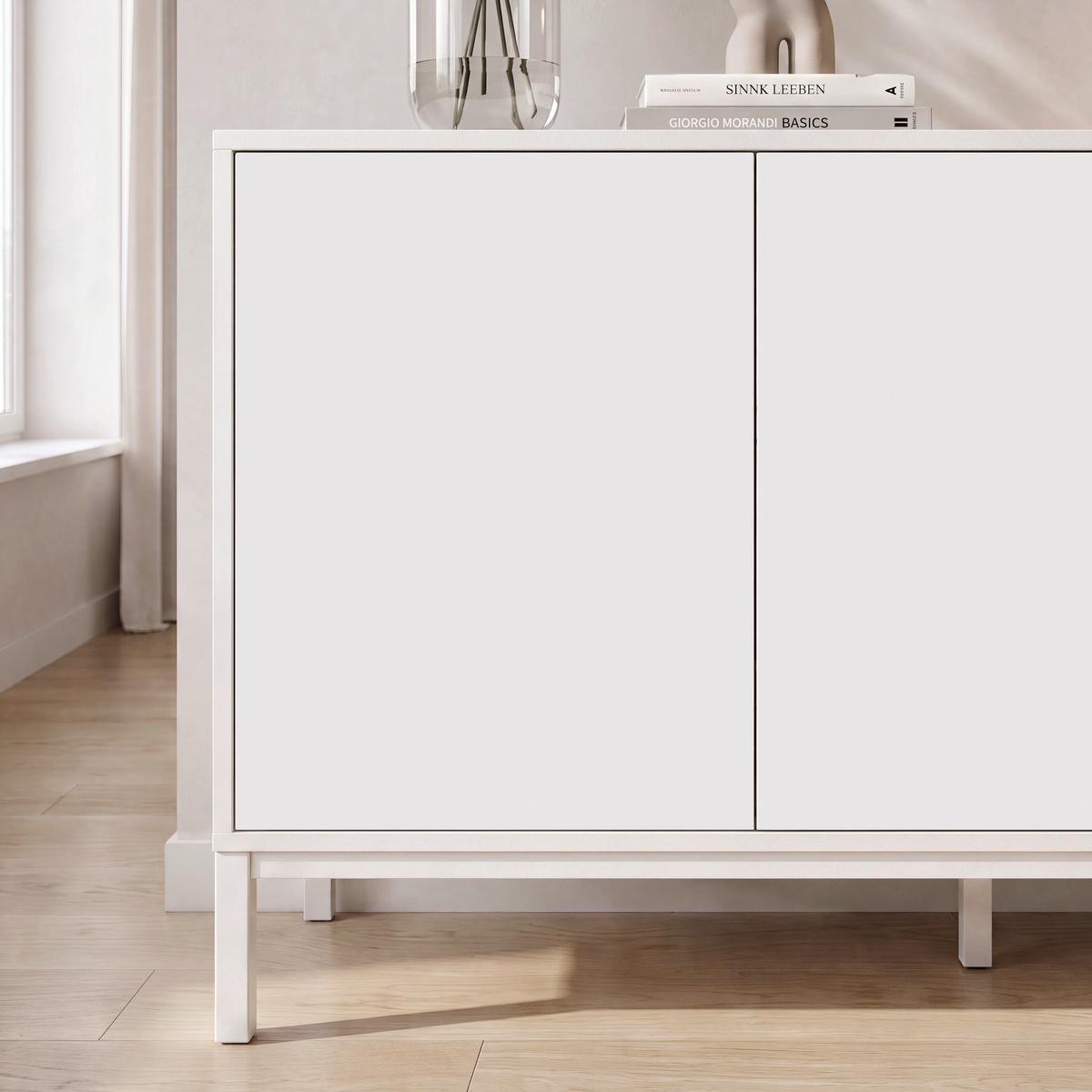 Široká komoda Amber biela MDF/Kov práškovaný - biela, Modern, kov/kompozitné drevo (150/80/40cm) - Bessagi Home