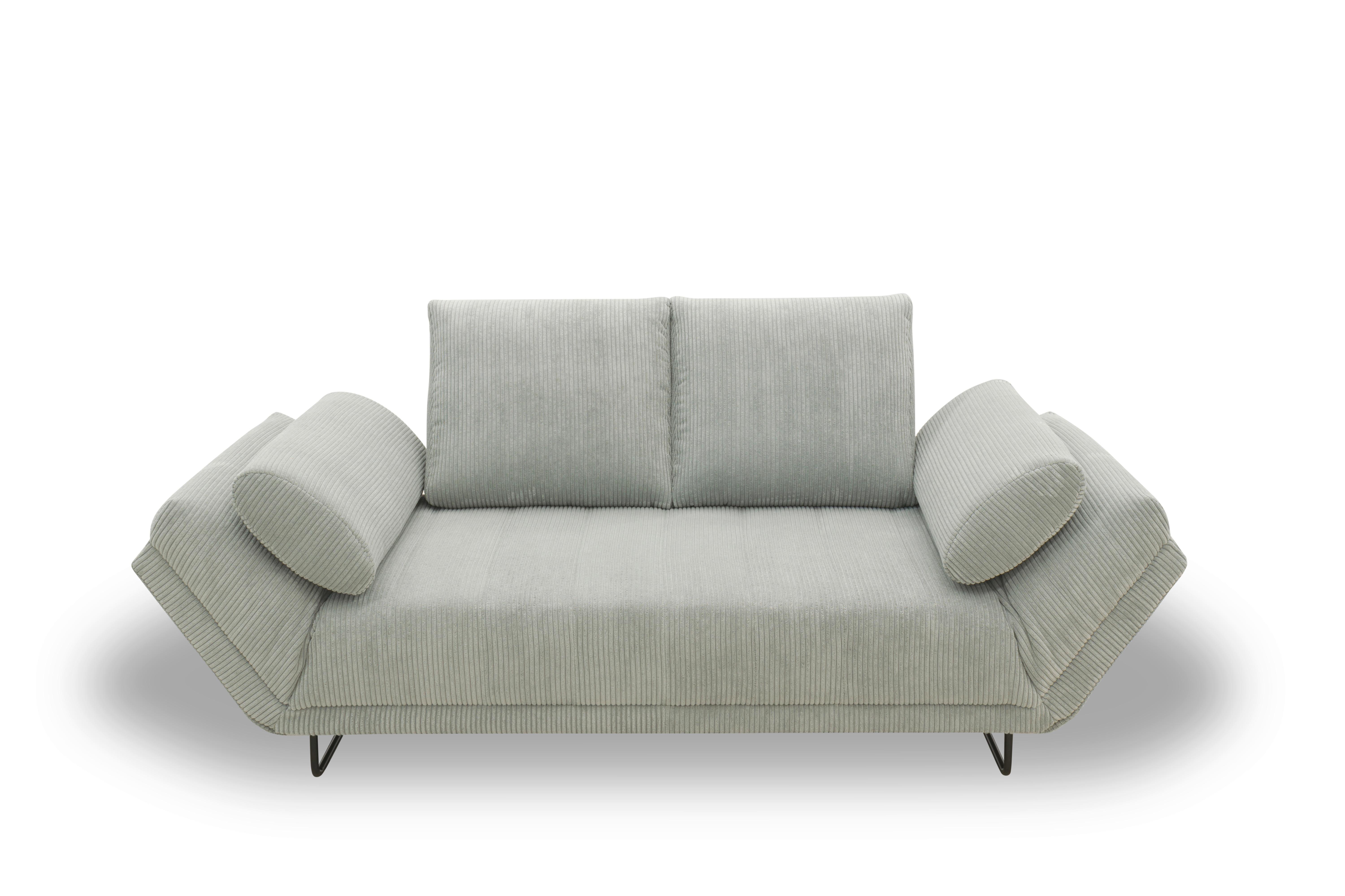 Schlafsofa Hellgrau B: 210 Cm - Hellgrau/Schwarz, Design, Textil (210/95/97cm) - MID.YOU