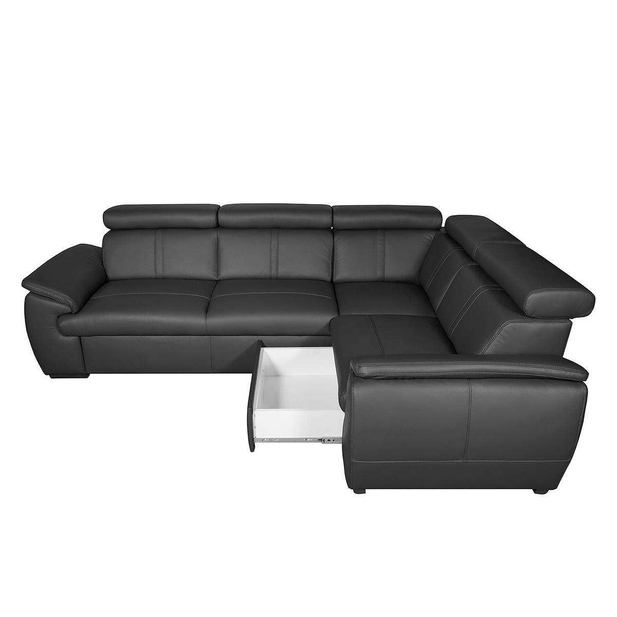 Ecksofa City Schwarz B: 265x265 Cm - Schwarz, Design, Leder (265/265cm) - Livetastic