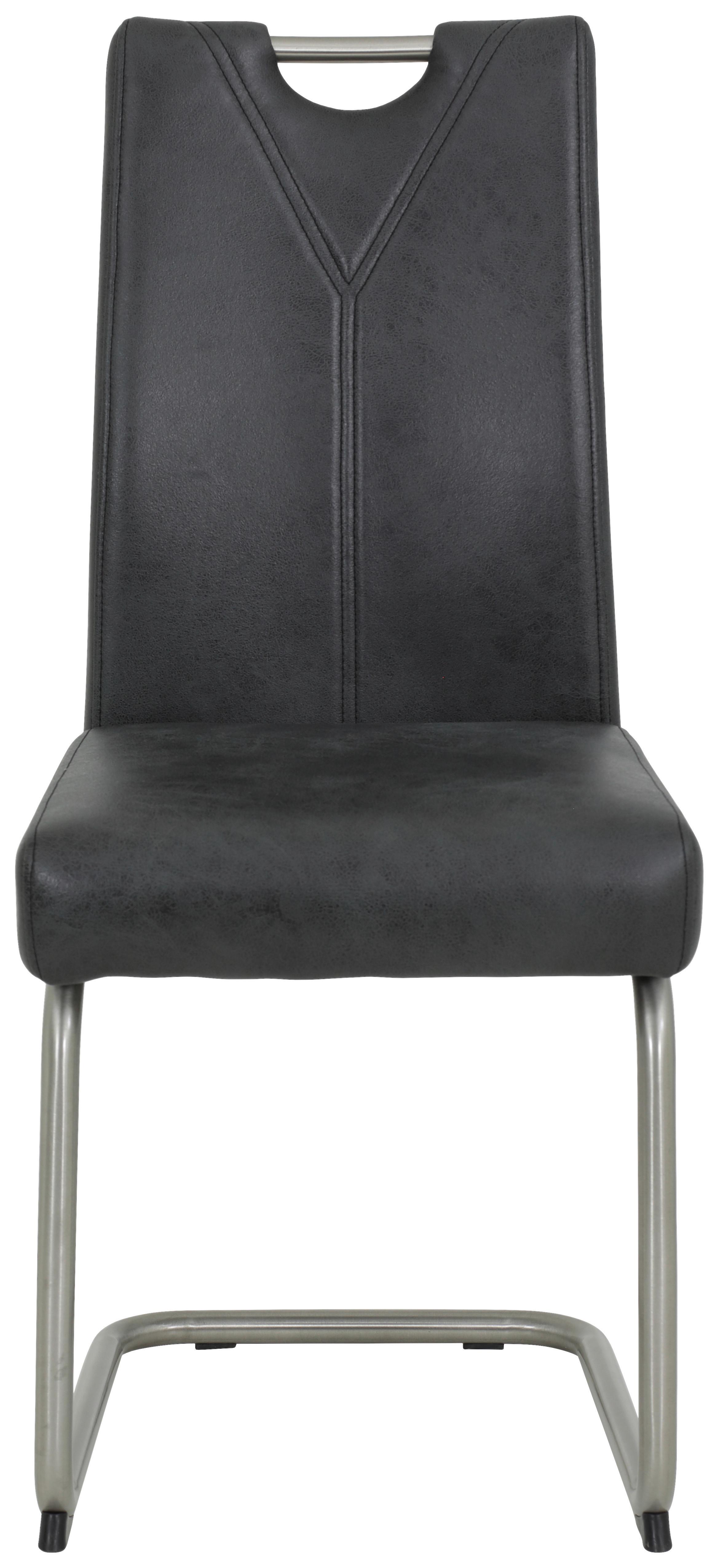 Schwingstuhl Sophia Anthrazit Gepolstert 2er-Set - Edelstahlfarben/Anthrazit, MODERN, Textil/Metall (43/99/58cm) - MID.YOU