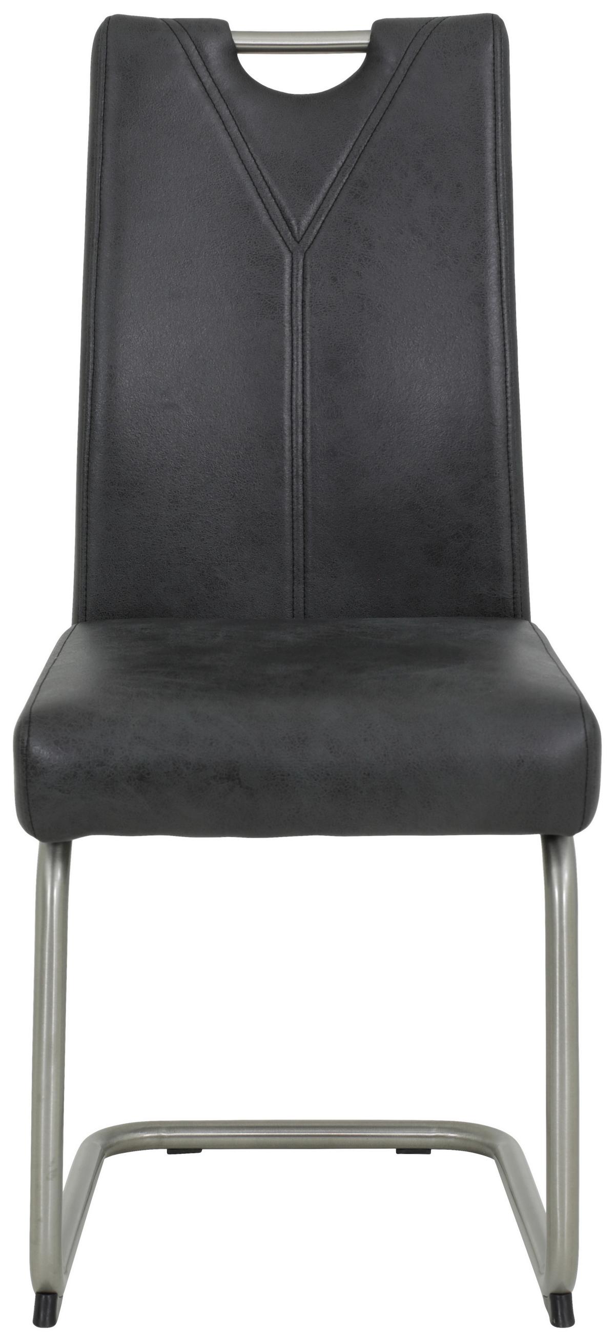 Schwingstuhl Sophia Anthrazit Gepolstert 2er-Set - Edelstahlfarben/Anthrazit, MODERN, Textil/Metall (43/99/58cm) - MID.YOU