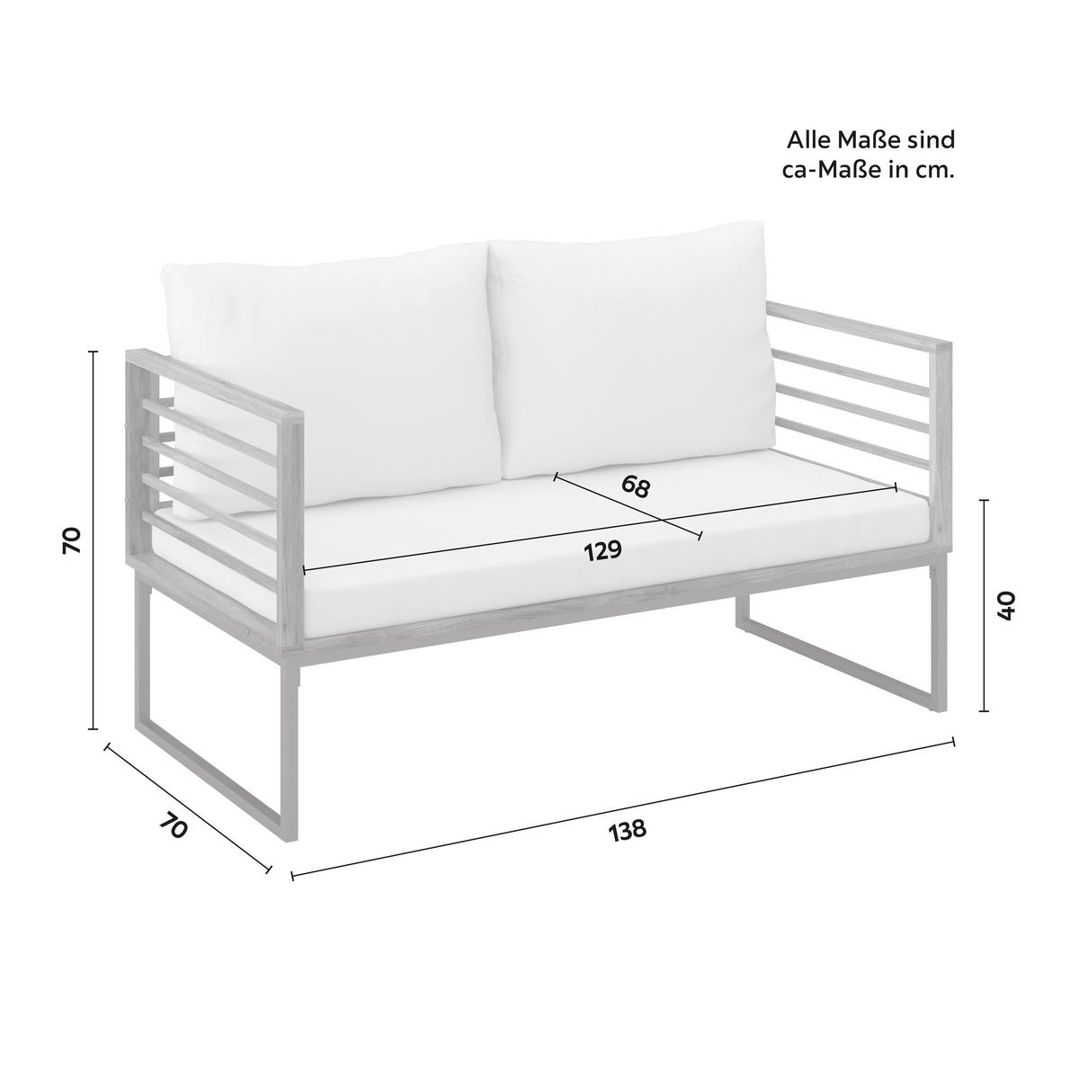 TERASOVÁ SEDACIA SÚPRAVA SILAS - farba akácie/krémová, Modern, kov/drevo (130/85/80cm) - Bessagi Garden