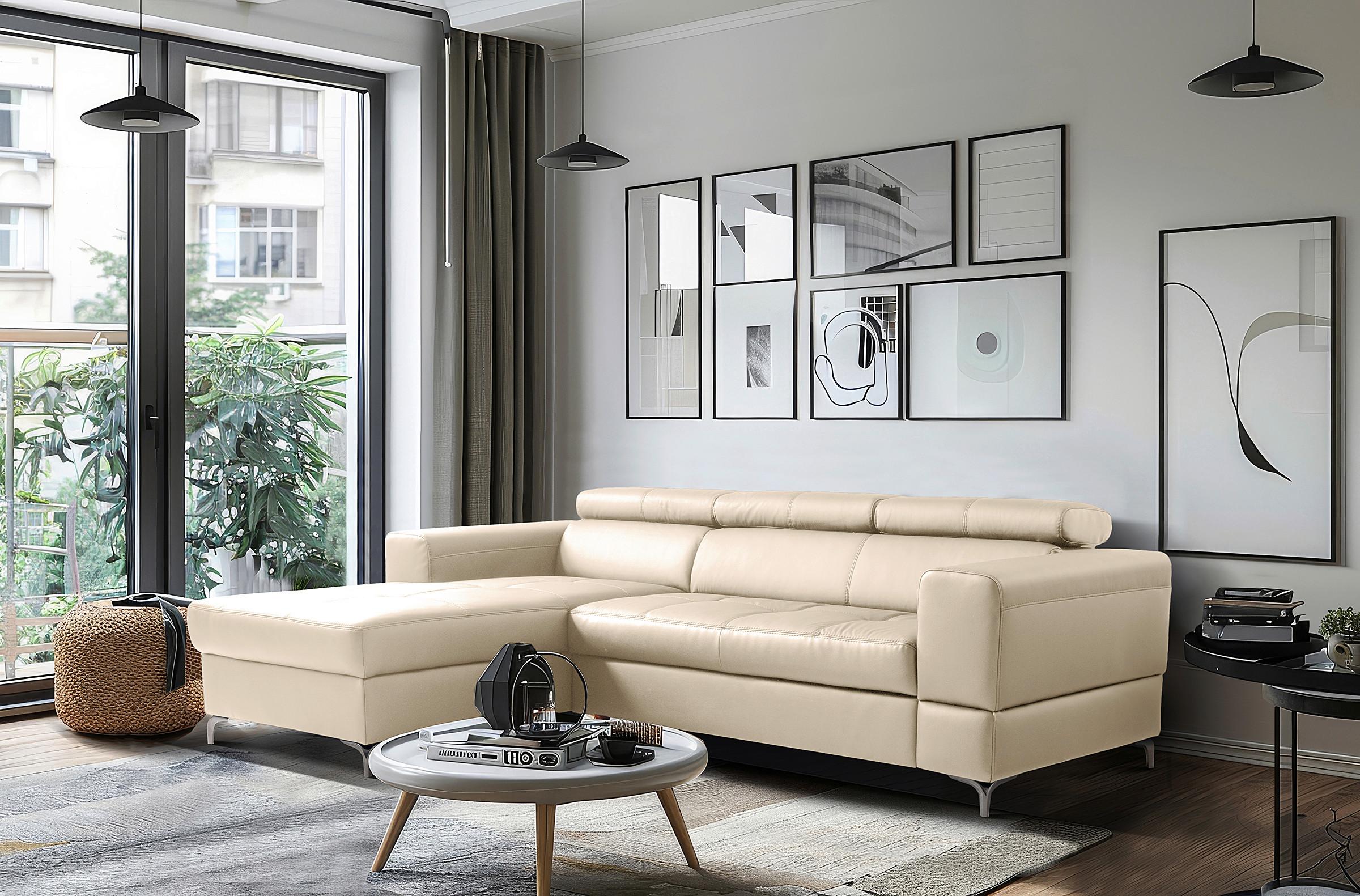 Ecksofa Torino Teilleder grau 173x247 - Schwarz/Grau, Design, Leder/Textil (173/247cm) - Livetastic