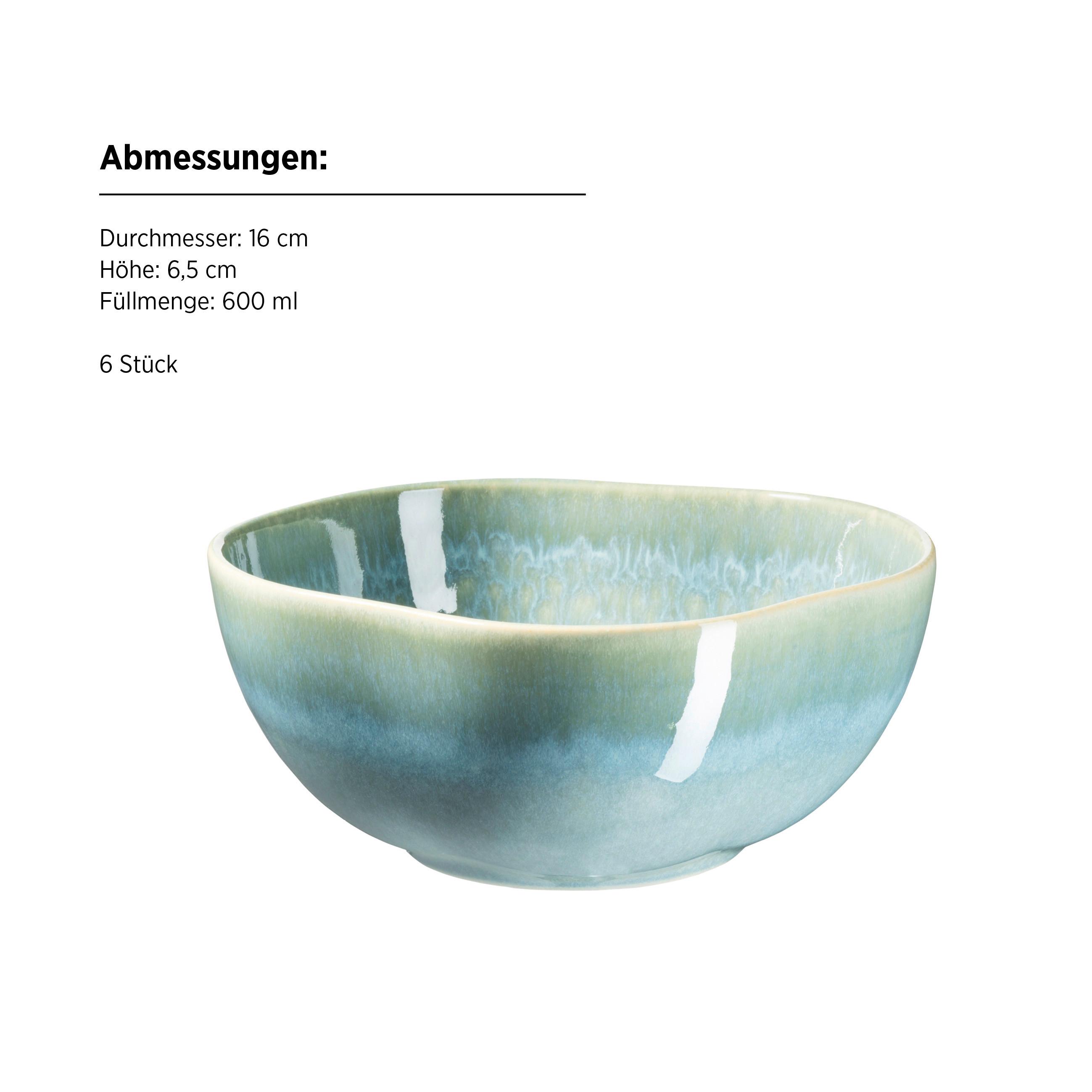 Schüssel Cordelia Grün, 6-Teilig - Grün, Trend, Keramik (16/6,5cm) - Mäser