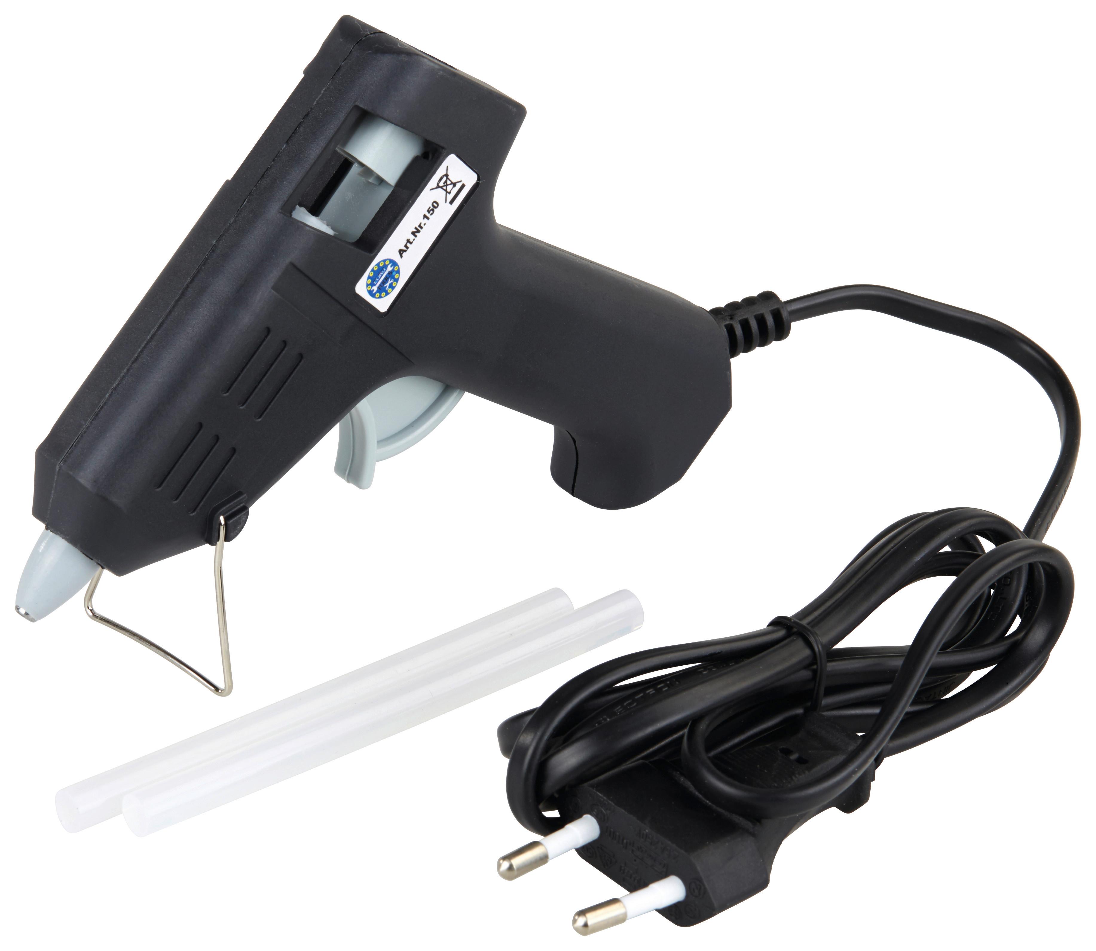 Heißklebepistole 10 W Netzbetrieb + 2 Klebesticks - Schwarz, KONVENTIONELL, Kunststoff/Metall