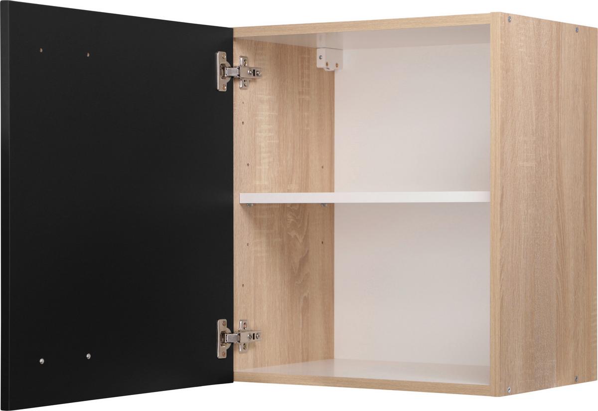 Küchenoberschrank Merle Schwarz, Eiche Dekor B: 50 cm - Eichefarben/Schwarz, Basics, Holzwerkstoff (50/56,1/34,6cm) - Respekta
