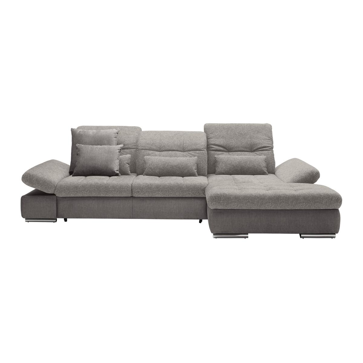Rohová sedačka SANFINO, pravá, strieborná - chrómová/strieborná, Konventionell, kov/drevo (305/79-96/199cm) - Premium Living