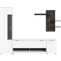 Szekrénysor Ben - fehér/szürke, Design, faalapú anyag/Üveg (250/190/35cm) - Livetastic