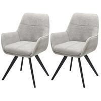 Armlehnstuhl Kimberly Grau/schwarz 2-Er Set - Schwarz/Grau, LIFESTYLE, Textil/Metall (57/84/60cm) - MID.YOU