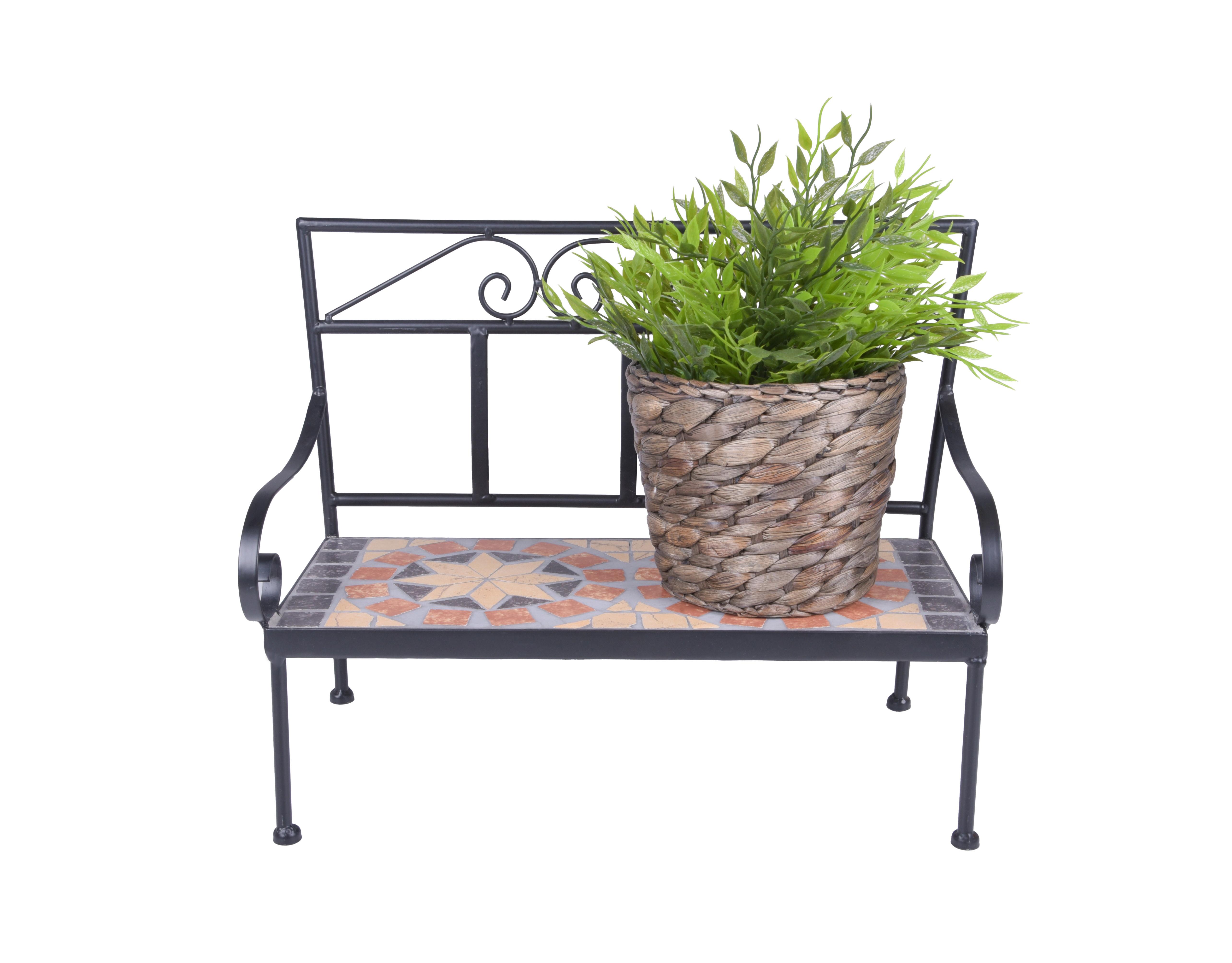 Blumentisch Blumenbank Pular - Beige/Schwarz, Basics, Keramik/Metall (39,5/19/30cm)