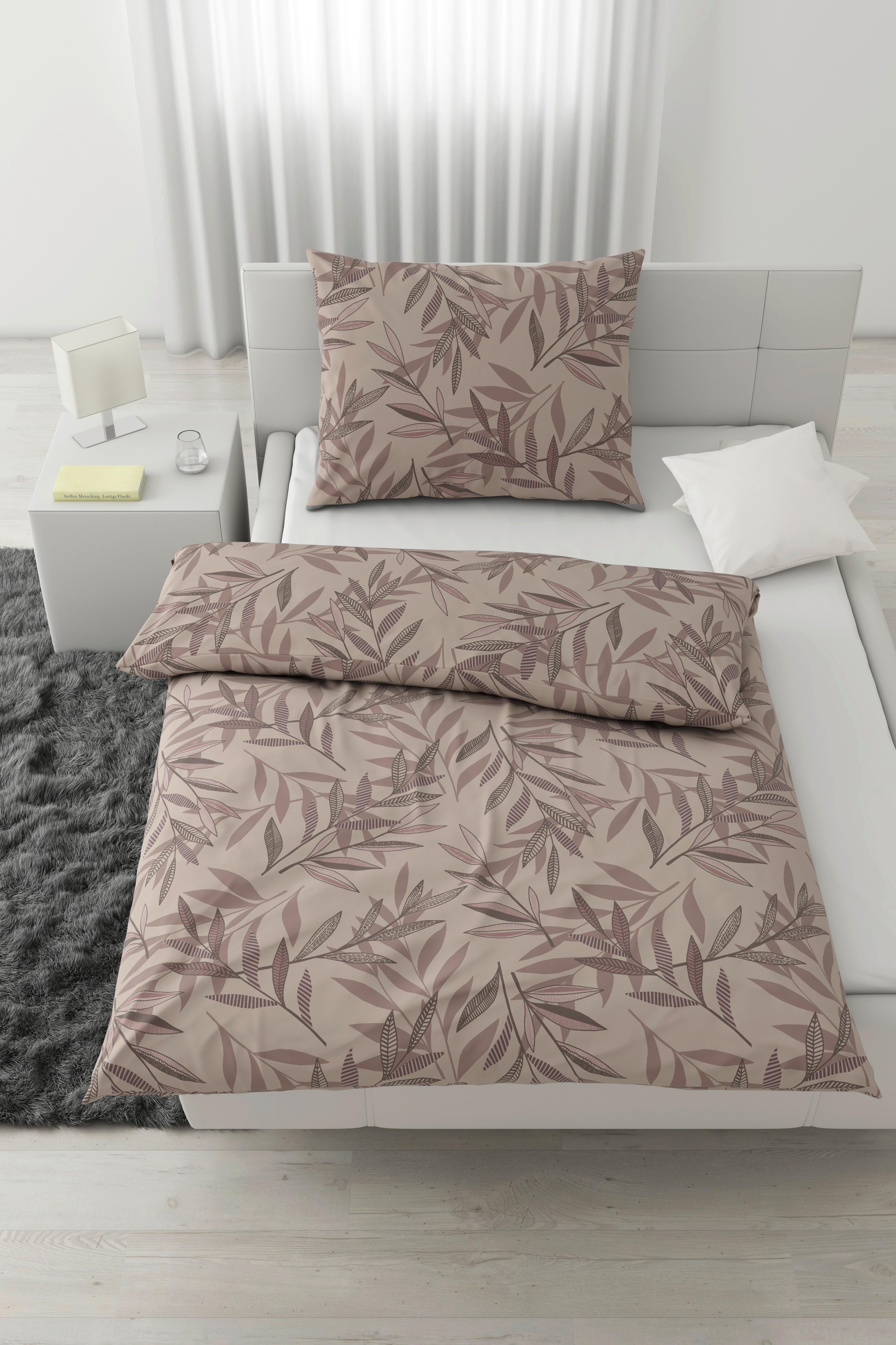 POVLEČENÍ STITCHED LEAVES - světle fialová/béžová, textil (140/200cm) - Modern Living