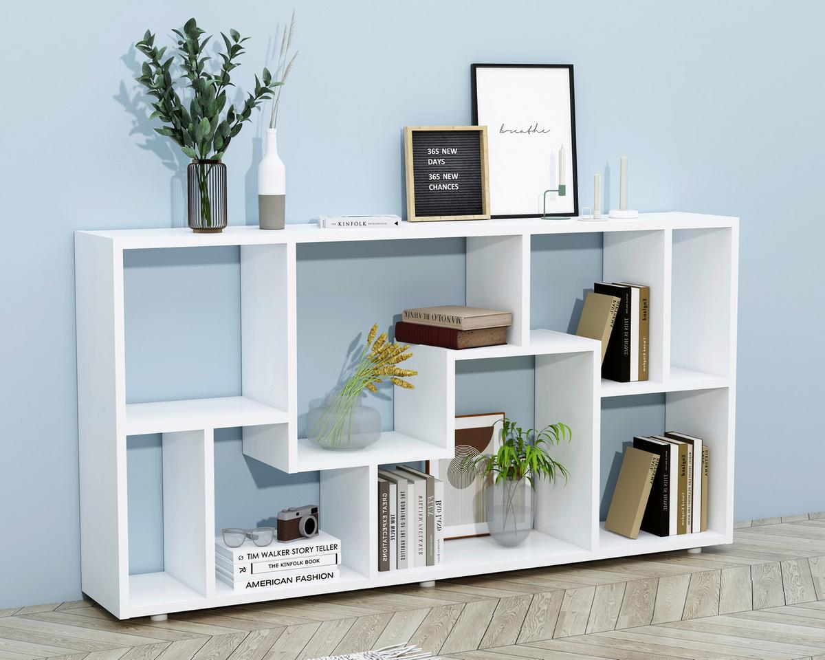 Regal Lanisa Weiß B: 116 Cm - Silberfarben/Weiß, Design, Holzwerkstoff (116/58/20cm) - MID.YOU