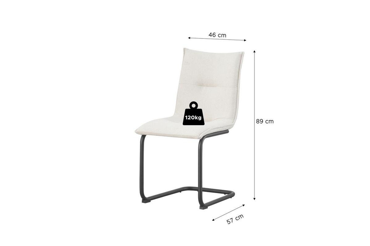 Schwingstuhl-Set Sonja Creme B: 46 cm - Creme/Schwarz, MODERN, Textil/Metall (46/89/57cm) - MID.YOU