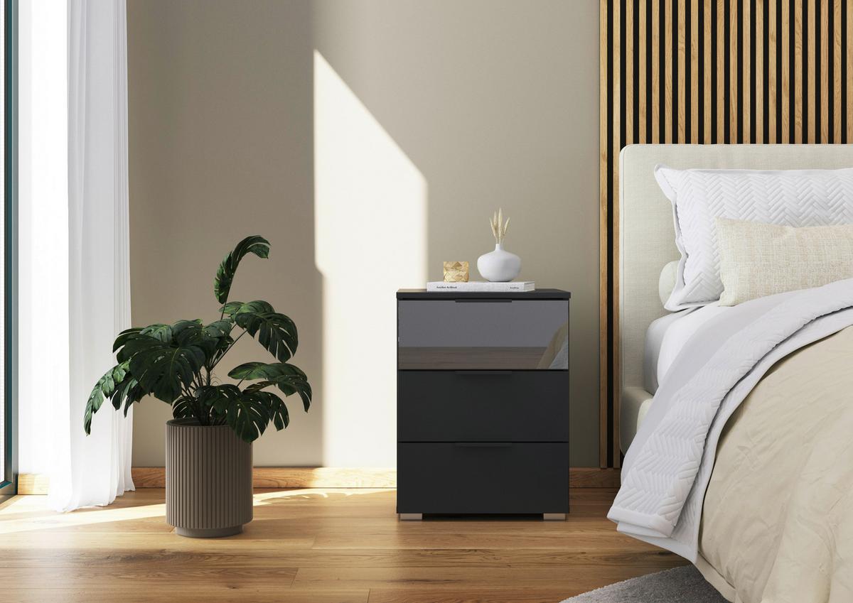 Nachtkästchen Skyla Grau B: 47 Cm - Grau, MODERN, Glas/Holzwerkstoff (47/62/42cm) - Rauch Möbel