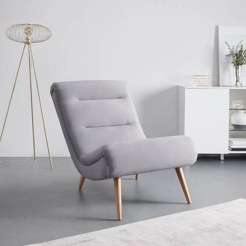 Křeslo JAN sv. šědá - světle šedá/přírodní barvy, Moderní, dřevo/textil (74/102/90cm) - Bessagi Home