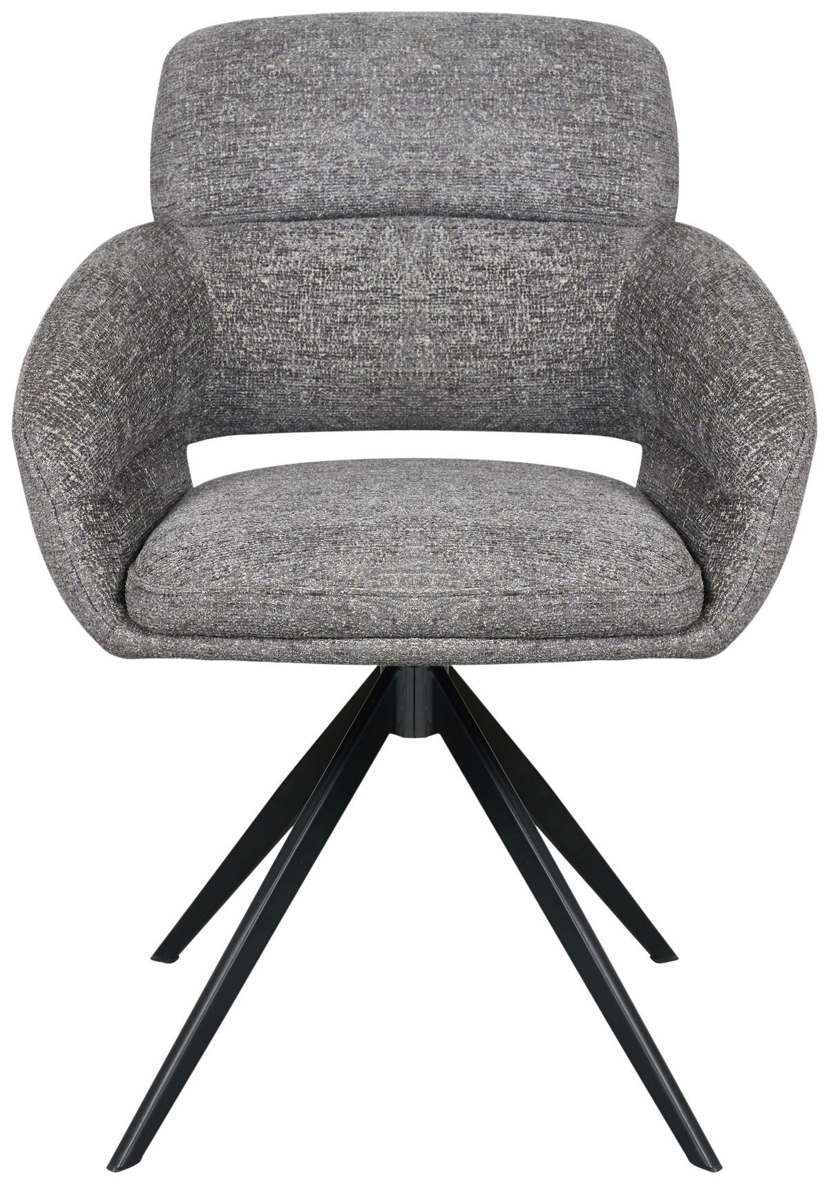 Armlehnstuhl Lyon Grau B: 57,5 cm - Schwarz/Grau, MODERN, Textil/Metall (57,5/85/61cm) - Livetastic