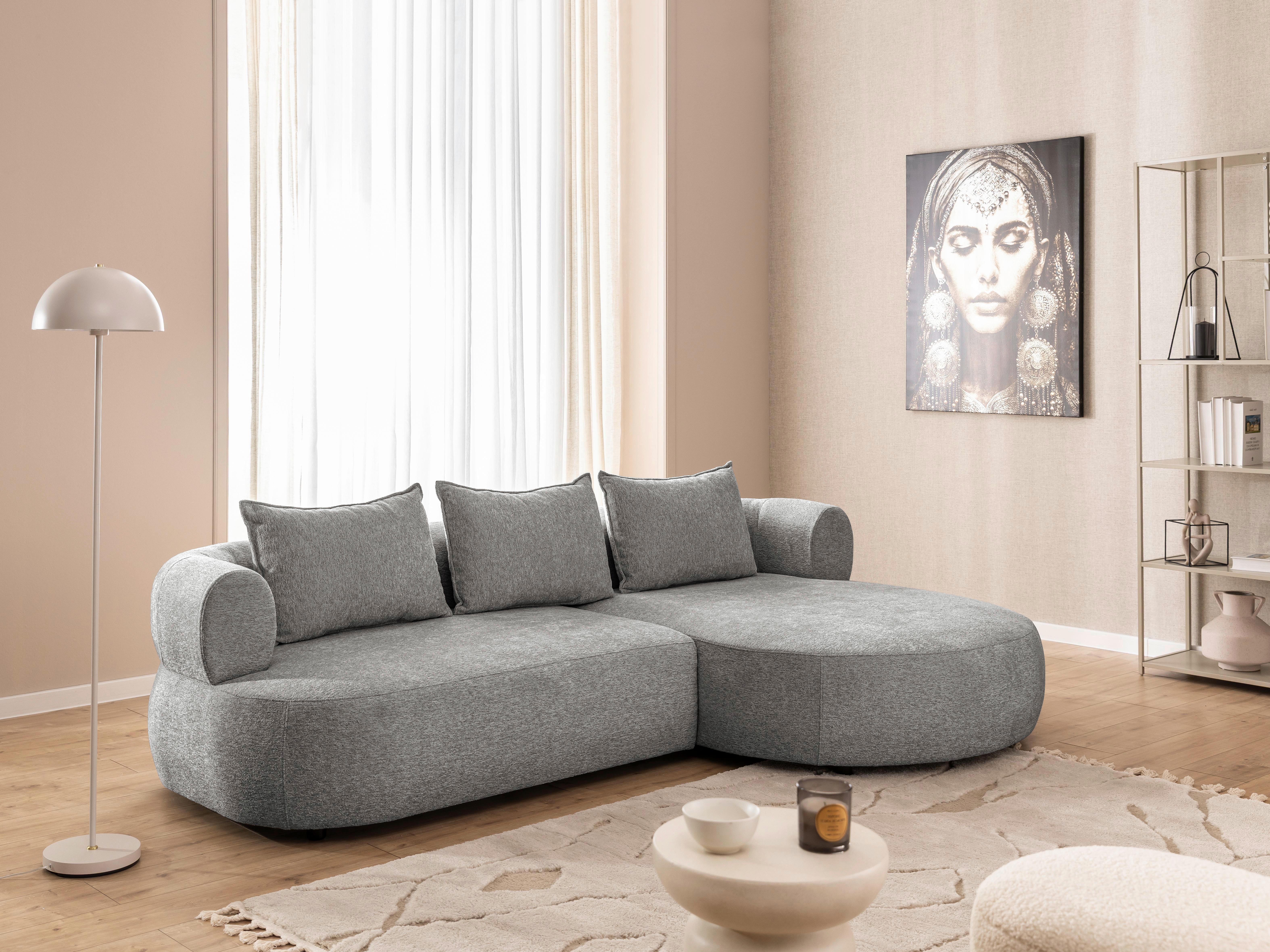 Ecksofa Ferro Grau S: 256x156 cm - Schwarz/Grau, Design, Textil (256/156cm) - Livetastic